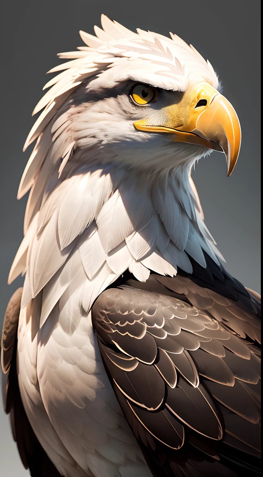 logo beautiful portrait of a majestic eagle in a grey background, 8k, visually stunning, high contrast, bokeh, plain background