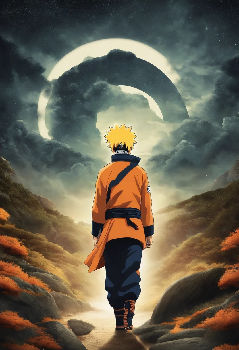 "Make a breathtaking movie poster inspired by Naruto inspired by Masashi Kishimoto, Show the legendary Uzumaki Naruto in all its glory."