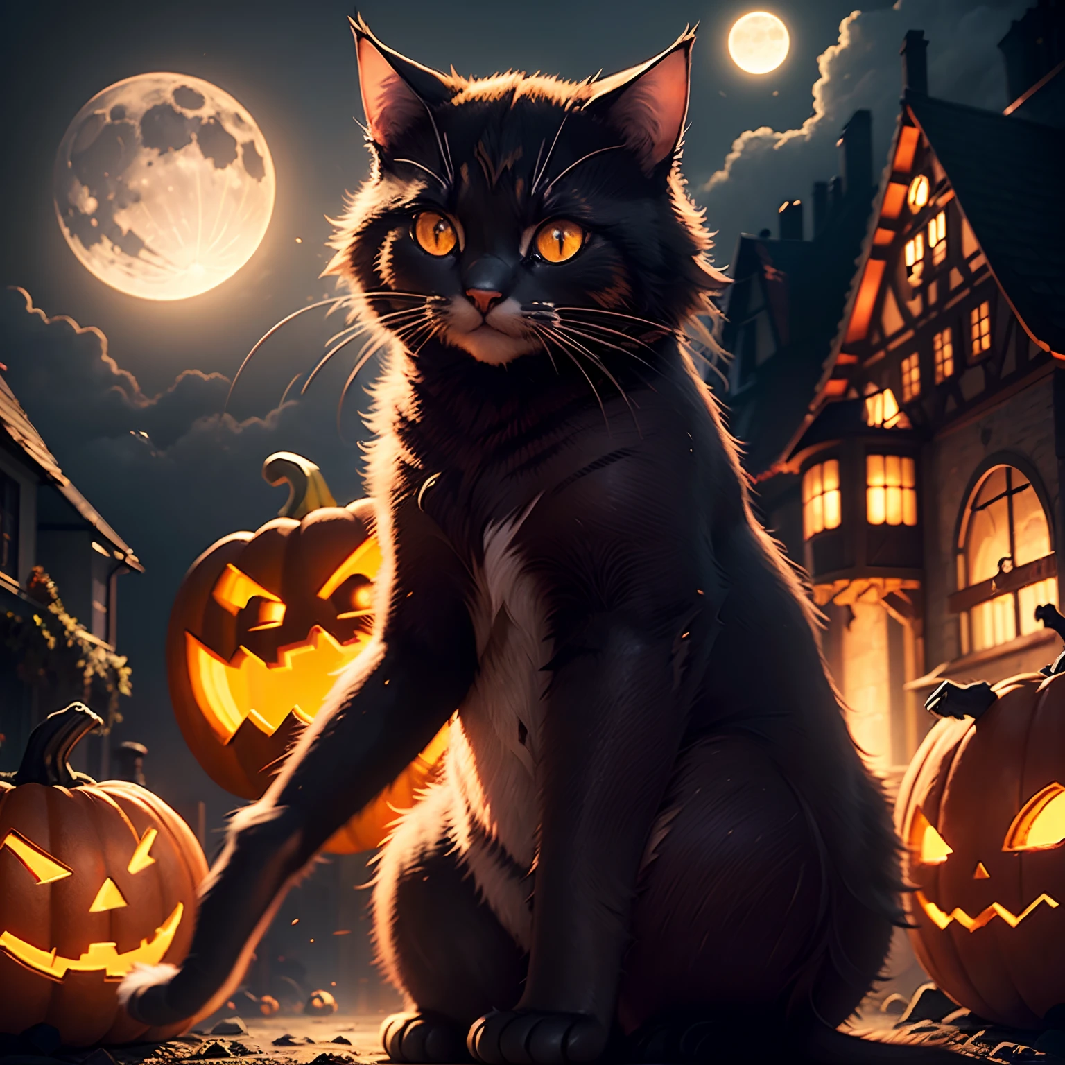 <lora:halloweenTech-20:0.8>, halloweentech , scifi, supernatural green, spooky,
armored cat