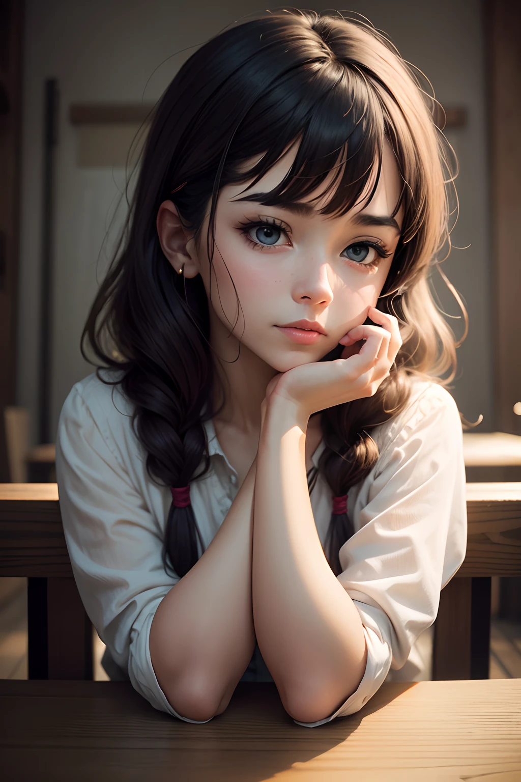 Characters who are thinking，Hands on cheeks