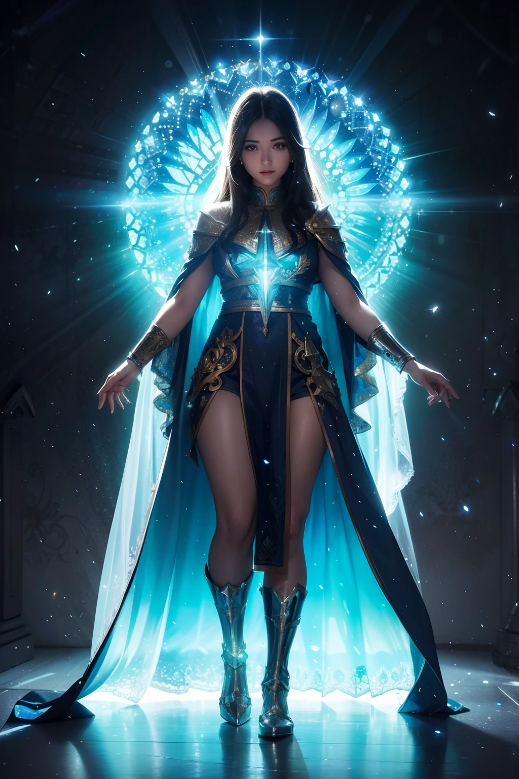 Holy paladin, looking straight at the viewer, serious facial expression, heavenly aura, bokeh, light bloom, bright light background, cinematic lighting, depth of field, concept art, HDR, ultra high-detail, photorealistic, high saturation, Broken Glass effect, no background, stunning, something that even doesn't exist, mythical being, energy, molecular, textures, iridescent and luminescent scales, breathtaking beauty, pure perfection, divine presence, unforgettable, impressive, breathtaking beauty, Volumetric light, auras, rays, vivid colors reflects