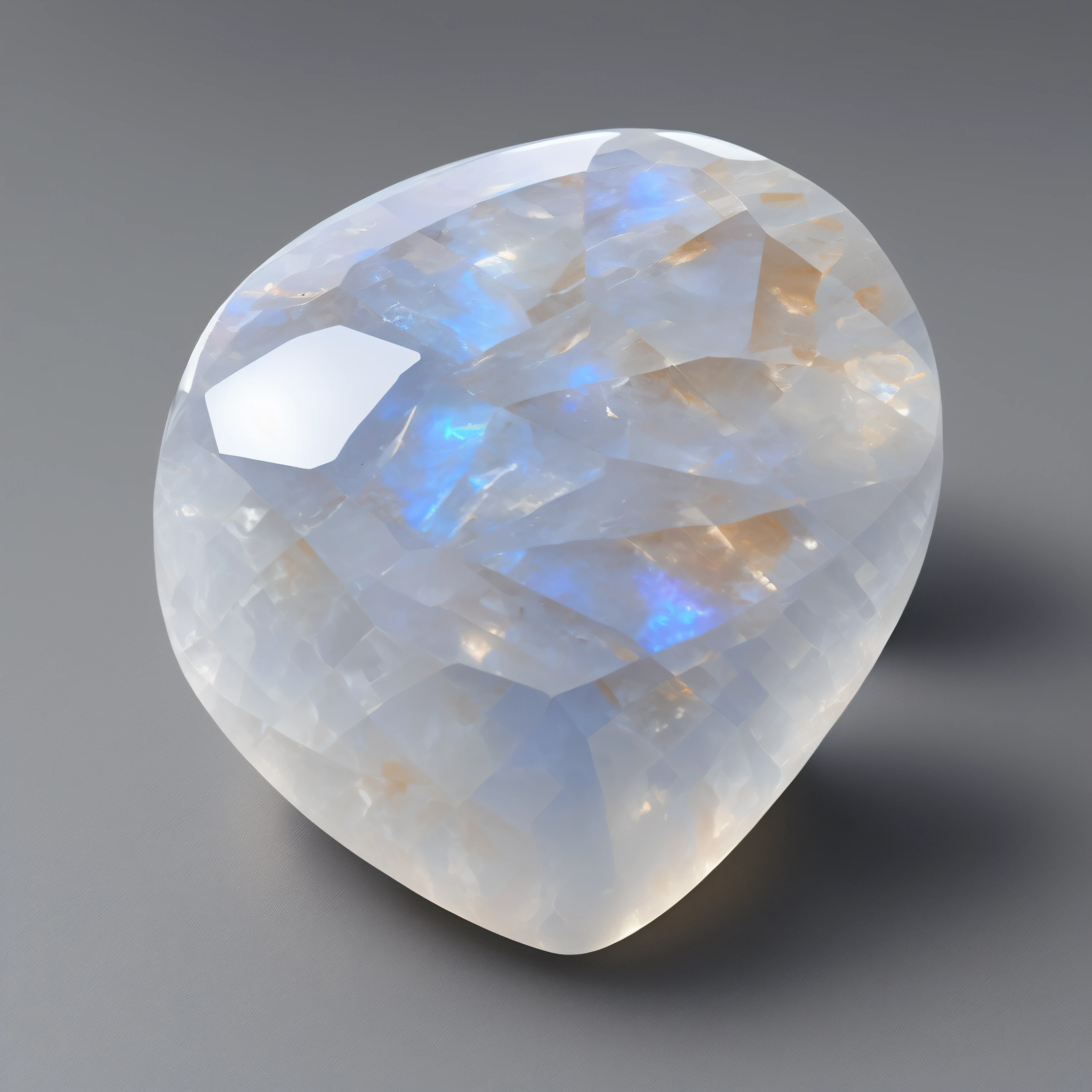 Moonstone stone ,All image focus on one stone and clear, Separate background from the stone image,high-quality, close up, white background, 4k realistic look