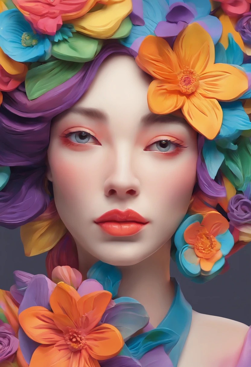 a close up of a woman with a flower in her hair, trending on artstration, girl with a flower face, glossy digital painting, Digital painting style, Beautiful digital illustration, Innocent look. rich and vivid colors, beautiful digital painting, stunning art style, beautiful digital art, [ 4 K digital art ]!!, high quality digital painting, high quality portrait