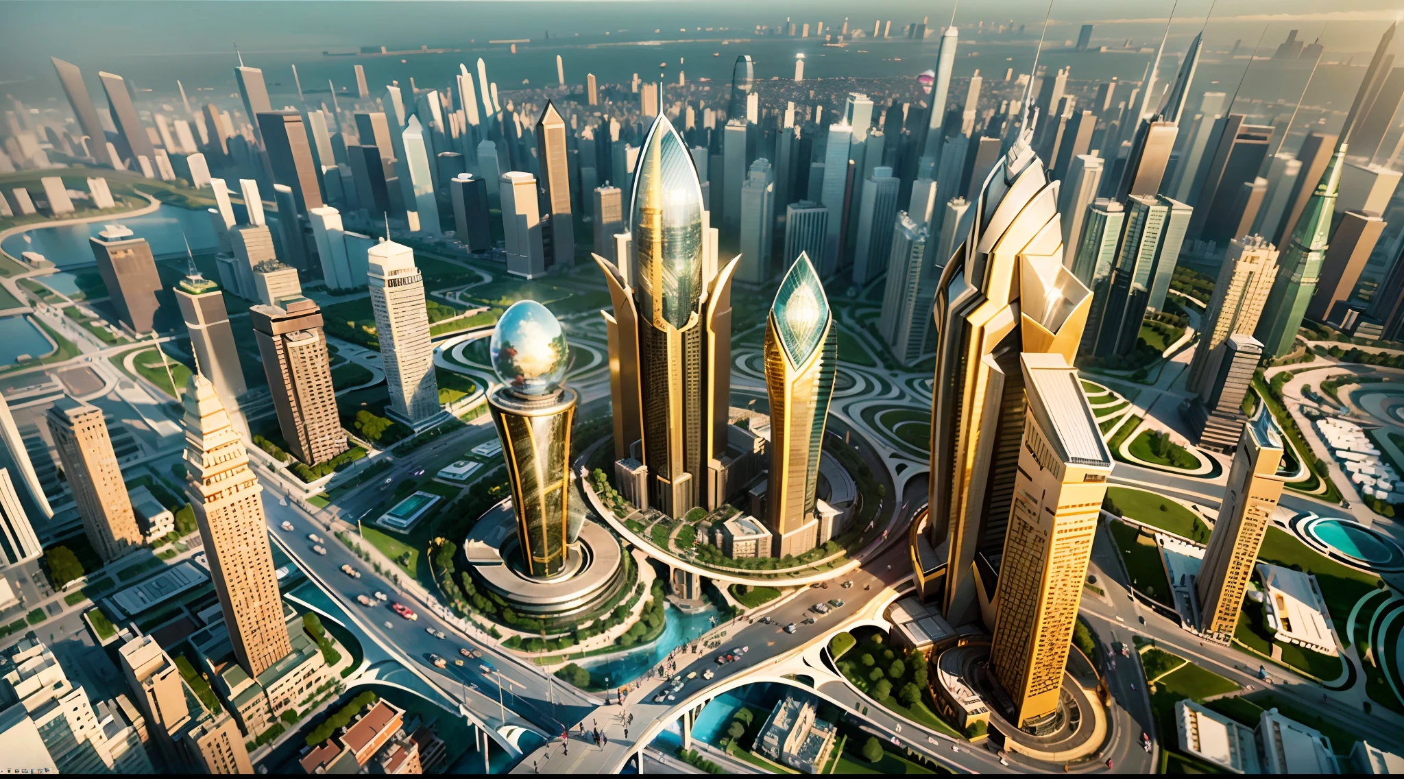 Arafed view of a city with a lot of tall buildings - SeaArt AI