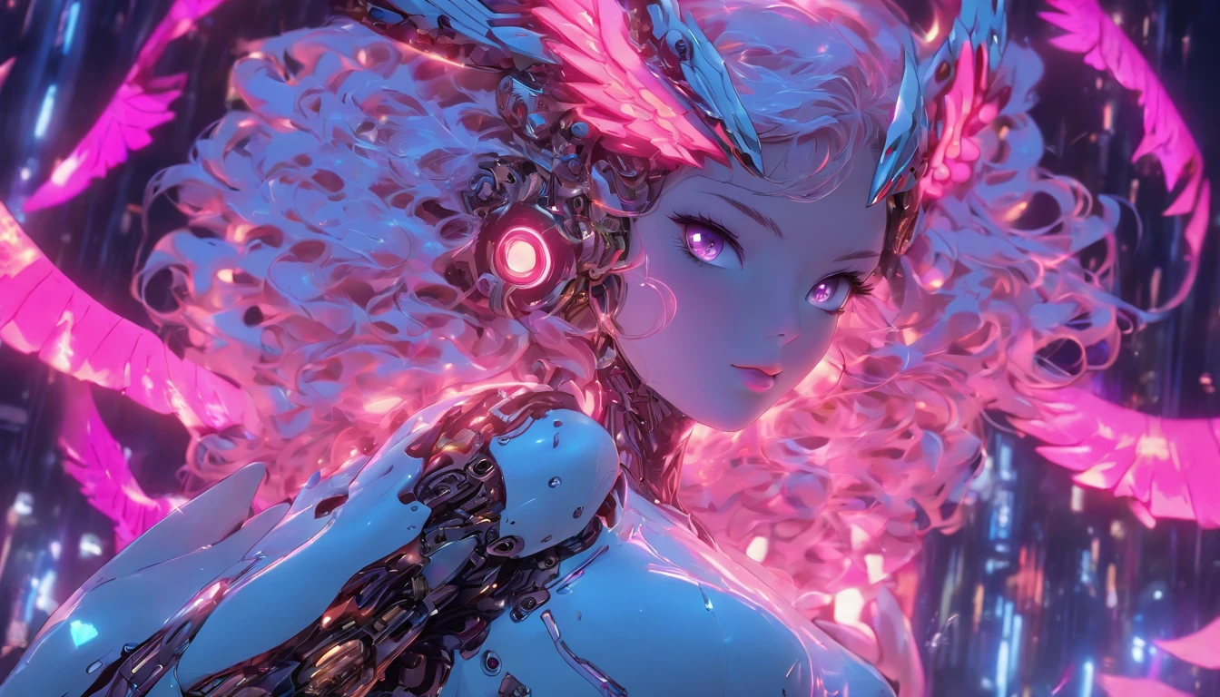 (Full body shot:1.4),(Wide angle shot) (longshot: 1.3), (Intricate details:1.4), (masutepiece) , ((anime robots, Beautiful white skin doll, Angel, 1girll, Magic)), (Perfect aesthetic eye:1.3) , (Detailed eyes) , (Halo) , (Eldon Ring:1.4), (Wings:1.3), blazing, twin-tail hair, multicolored hair, (Anatomically correct body:1.4) , angry, (Perfect face), Sarnio Anchoragun Majestic Guardian Night | Ultra-fine robot armor | Cinematic lighting | Complex filigree metal design | 16 K | unreal enginee 5 | rendering by octane | 。.。.。.。.3D, (Anatomically correct :1.4), (ultra-detailliert, Fantasy background, blush, Solo, battle posture), (magic circles:1.3), Lightning Effects, (Ray tracing), Show your abilities.i., (Glowing eyes) , (Particle Glow) , 16K Race Wallpapers, robot woman, Focus Trend, Authors:Nimox S.., hyper HD(Raw photo:1.2),Pink Latex Jumpsuit,Hollow-On,Holt Color, latex shiny,tight fitted,sweat leggs,White liquid, Pink body, wearing atsuko kudo latex outfit, wearing tight suit, smooth pink skin, Catsuit, Wearing latex, shiny plastic, shiny metallic glossy skin, Pink glow color, Latex costumes, chrome bodysuit, cyberpunk glossy latex suit, shiny, futuristic glossy latex suit Spread your legs apart M-shaped legs Angry look sullenness Irritated,White liquid all over the body,
