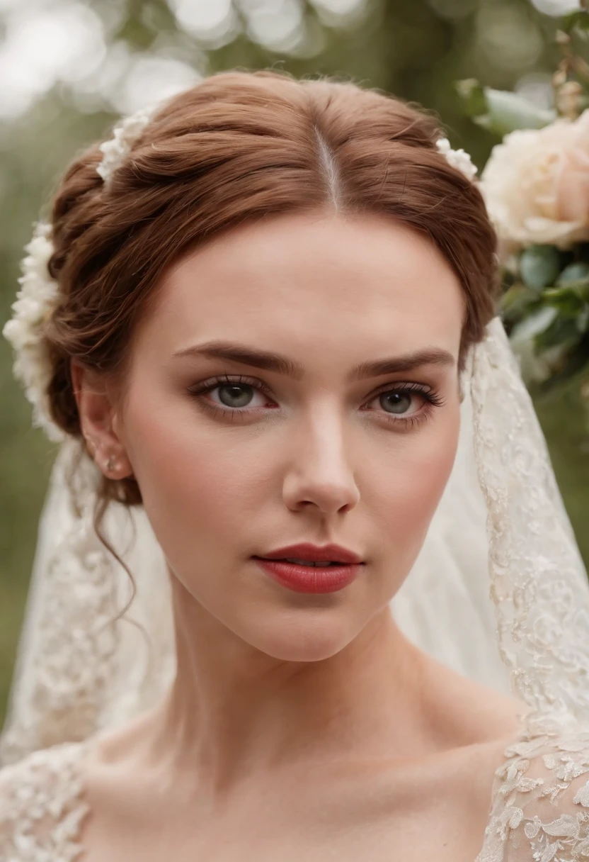 Scarlett Johansson, beautiful bride and handsome groom，high qulity，high textured