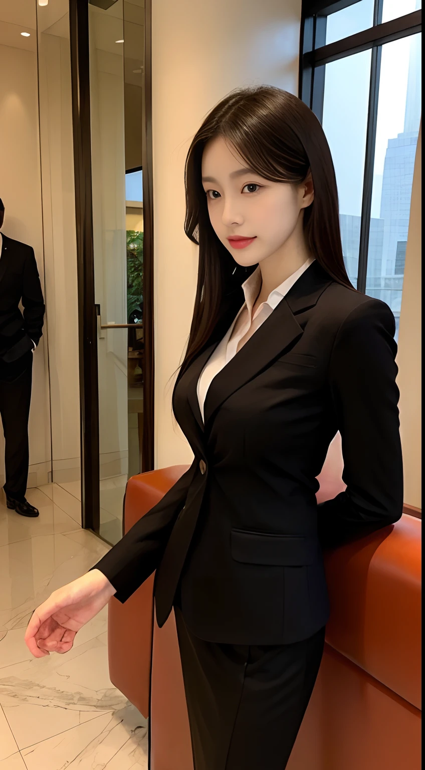 Tall and slender beauty、Beauty in suits、Colossal tits、undershirt、Cool beauty、Career woman、Japan beauties、modeled、tiese,Hotel lobby,janelas