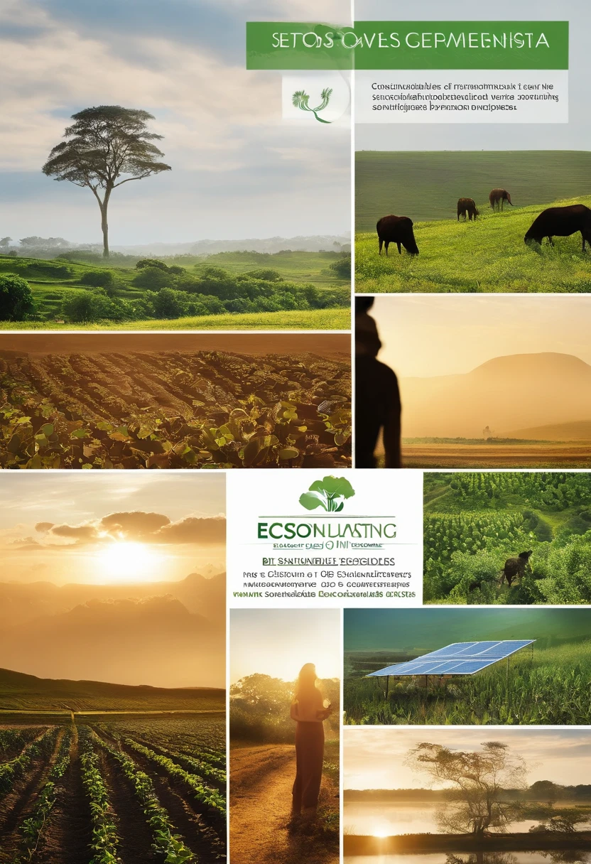 Create an image that represents the moments of interaction of EcoSoluções Sustentáveis Ltda. com a sociedade e a comunidade. The image should reflect the importance of the extension activities carried out by the company, highlighting education and awareness, the definition of sustainable goals, o engajamento de todos os setores, recognition of efforts and continuous monitoring. Be sure to incorporate elements that symbolize EcoSolutions' commitment to sustainability and business ethics, aligning with the Sustainable Development Goal (ODS) number 12 - Sustainable Consumption and Production.
