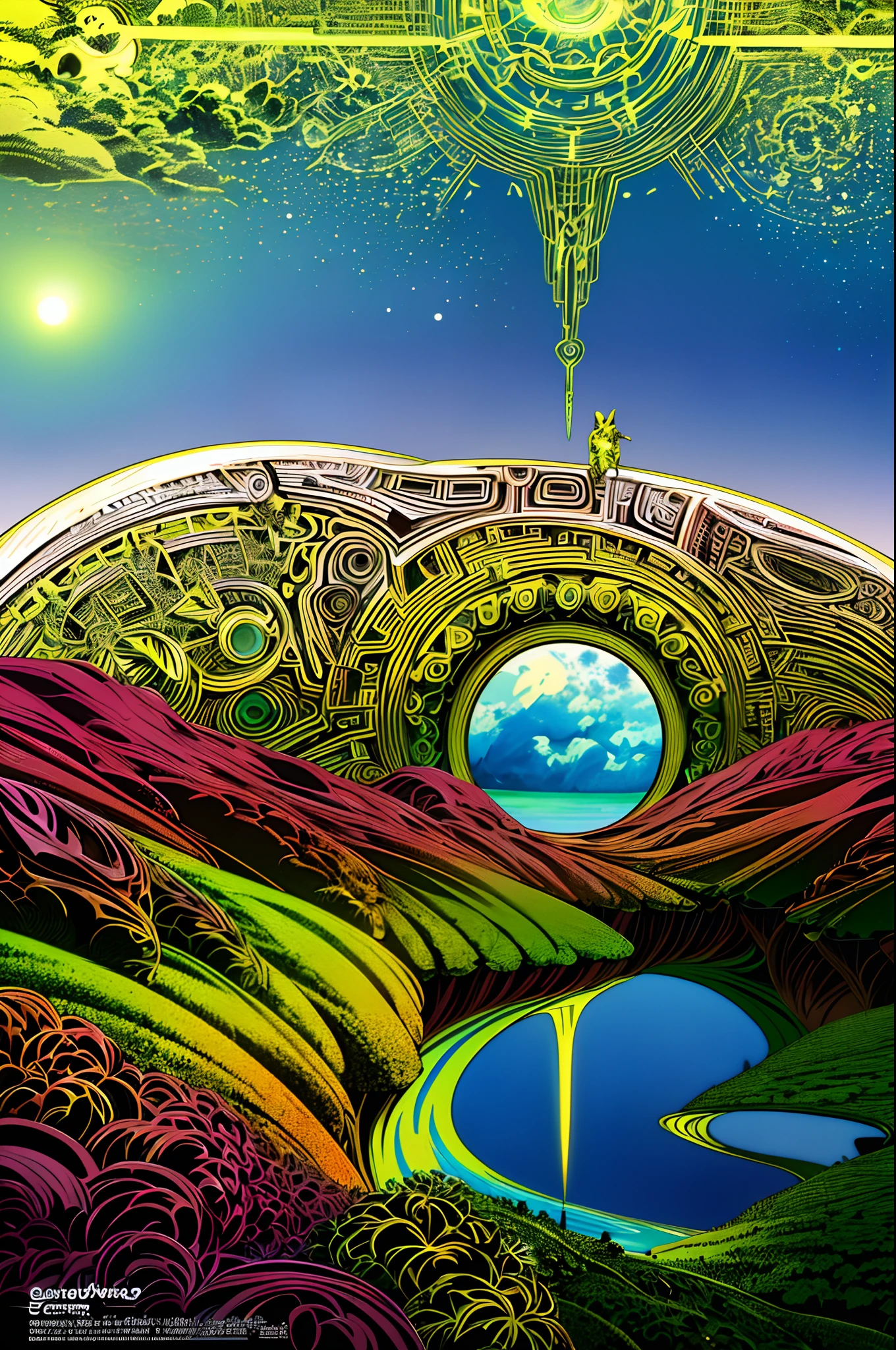 (best quality,4k,8k,highres,masterpiece:1.2),ultra-detailed,(realistic,photorealistic,photo-realistic:1.37),Moebius,Moebius style,Moebius,by Moebius,masterful display of Moebius style,ethereal otherworldly realm,intricate details,surreal landscapes,gritty atmosphere,cinematic composition,stylized contrast,comic book aesthetic,eerie ambiance,cybernetic elements,futuristic scenery,elaborate world-building,dreamlike journey,subtle color palette,mesmerizing lighting,mystical beings and creatures,organic architectural structures,lush vegetation and flora,floating islands and mountains,enchanted waterfalls and streams,cross-dimensional portals,mythical ruins and ancient artifacts,extraterrestrial wildlife,spiritual energy emanating from natural elements,astral skies,harmony between nature and technology,immersive and thought-provoking,rich narrative and storytelling,depicts a surreal fairy landscape with a sci-fi twist,invokes a sense of wonder and adventure.sun, moon, planets, cake, food