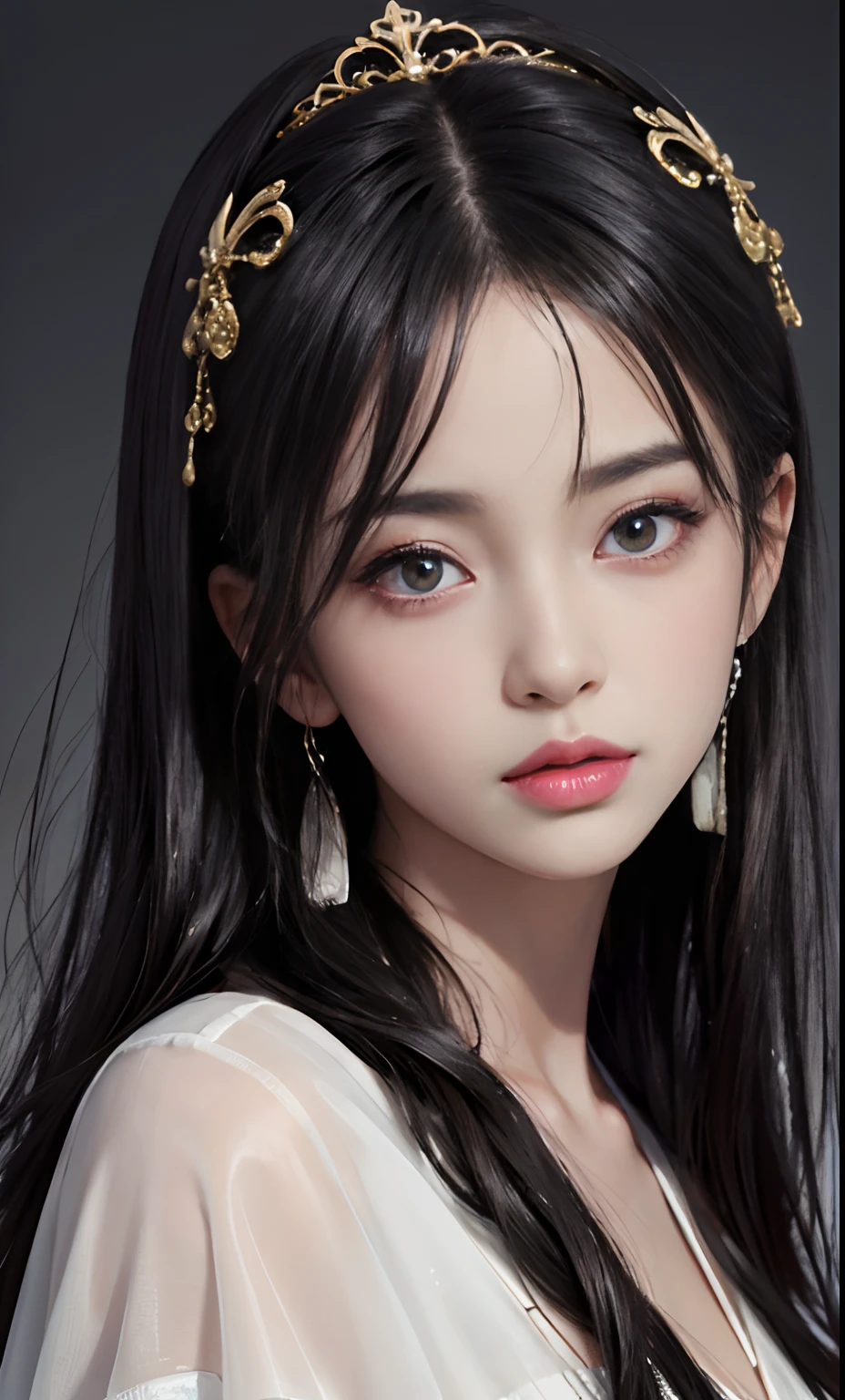 ((addielyn, wearing glass, black hair)), Random posture, (An extremely delicate and beautiful work), (masterpiece), 1girl, extremely detailed elegant wedding dress, tiara, highly detailed, ponytail contorted, charming expression, beautiful and clear eyes, green eye pupil, delicate necklace, delicate earrings, simple blurred background, extreme detail description, beautiful, charming, ultra-fine painting, delicate face, delicate figure, Fine collarbones, lovely lips, soft behind, mix4,(8k, RAW photo, best quality, masterpiece:1.2), (realistic, photo-realistic:1.37),1girl,cute,cityscape, night, rain, wet, professional lighting, photon mapping, radiosity, physically-based rendering, above waist,