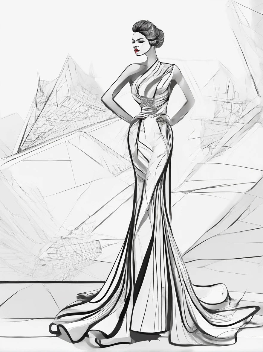 A high-fashion，Dress up in style，Full body standing painting，3D立体，Detailed textures，High definition