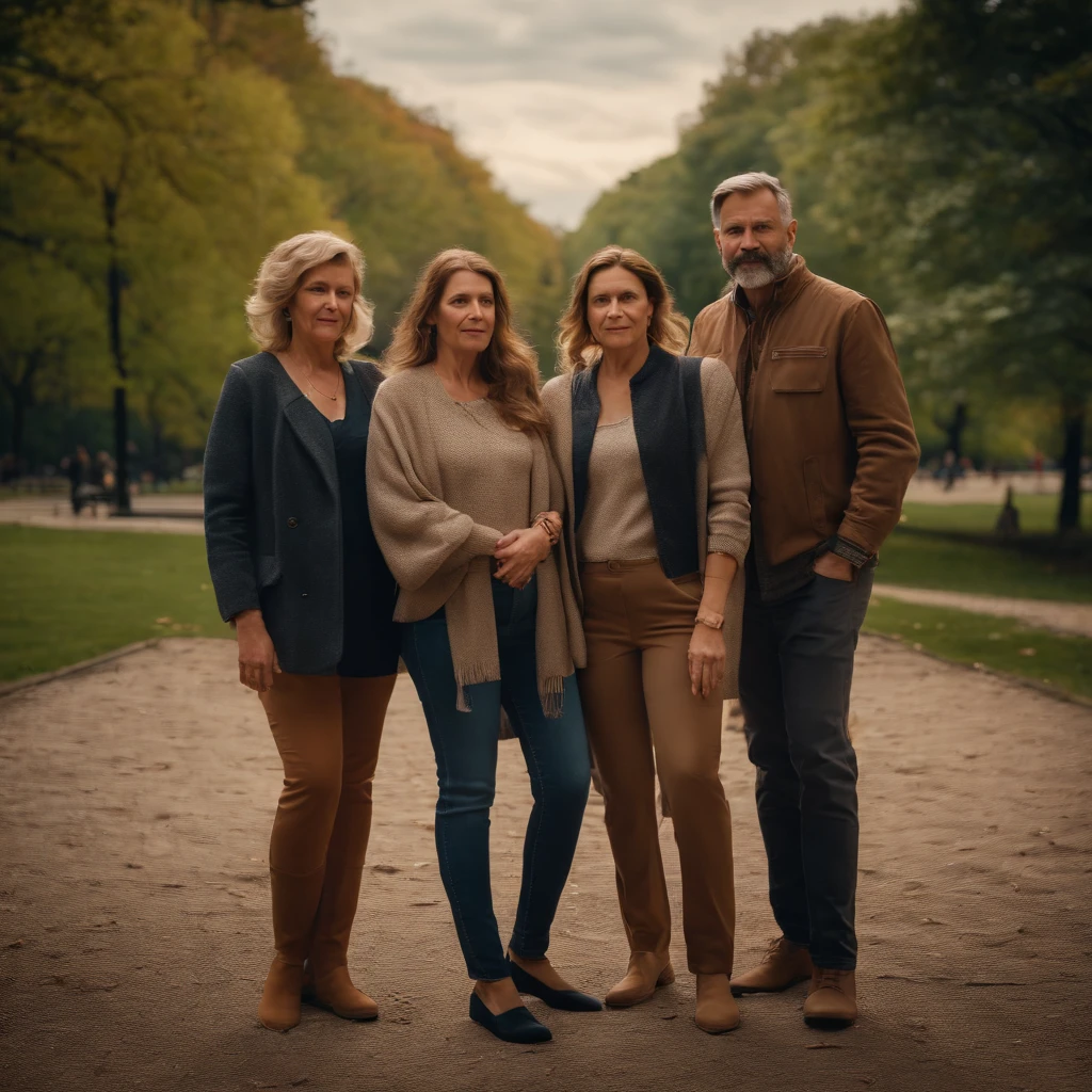 portrait of a photorealistic modern European large family in 2023 in New York's Central Park