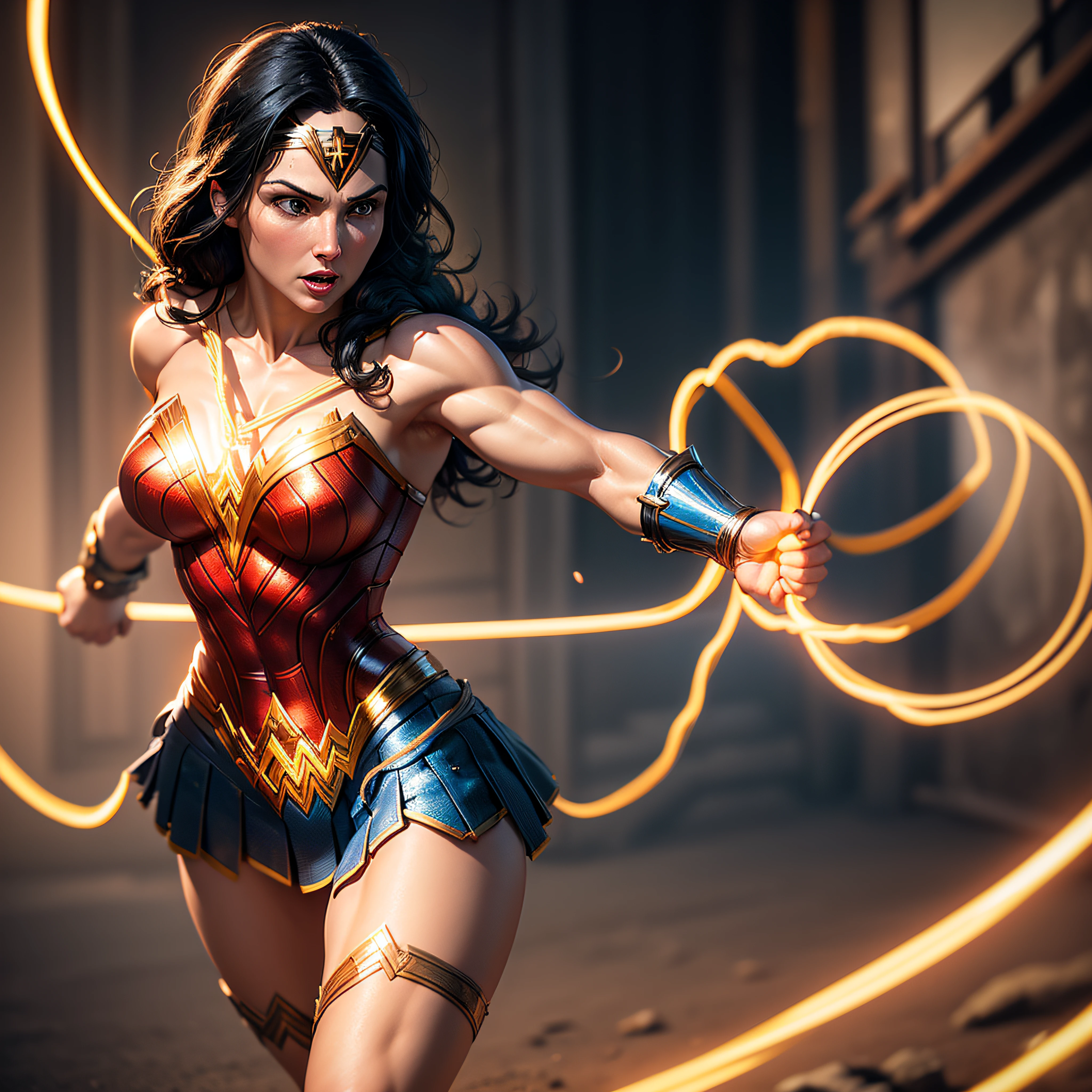 A stunning depiction of Wonder Woman in her iconic Green Lantern suit, accentuating her powerful presence and formidable physique. This illustration showcases her ample bosom, adding a touch of sensuality to her superhero persona. The vibrant colors and intricate detailing bring the character to life, capturing every curve and contour with precision. The composition exudes an air of confidence and strength, with Wonder Woman commanding attention with her prominent attributes. This artwork is a masterful blend of fantasy and realism, immersing viewers in a visually captivating and captivatingly detailed portrayal of the legendary superheroine.