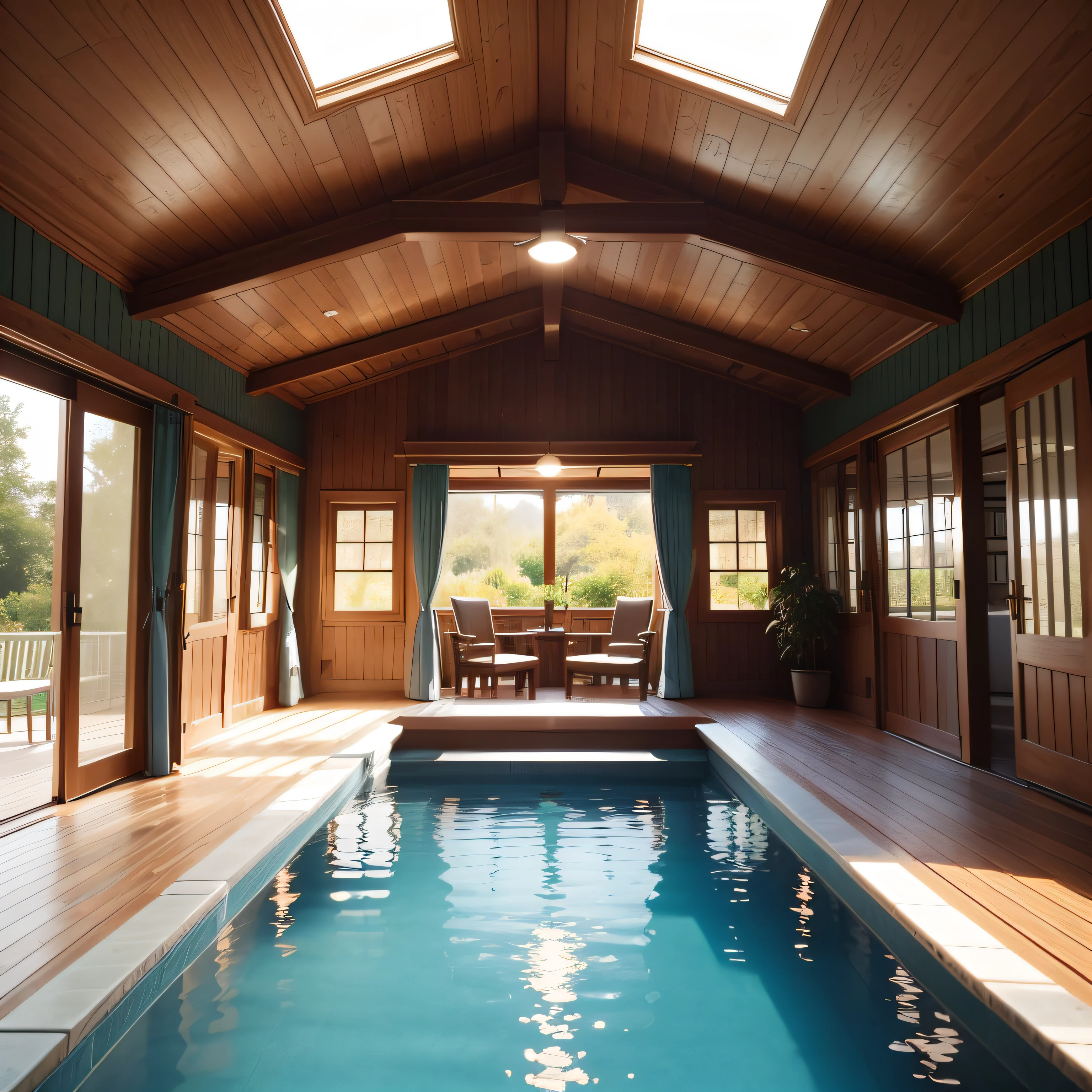 small pool house with Ceiling and Lighting