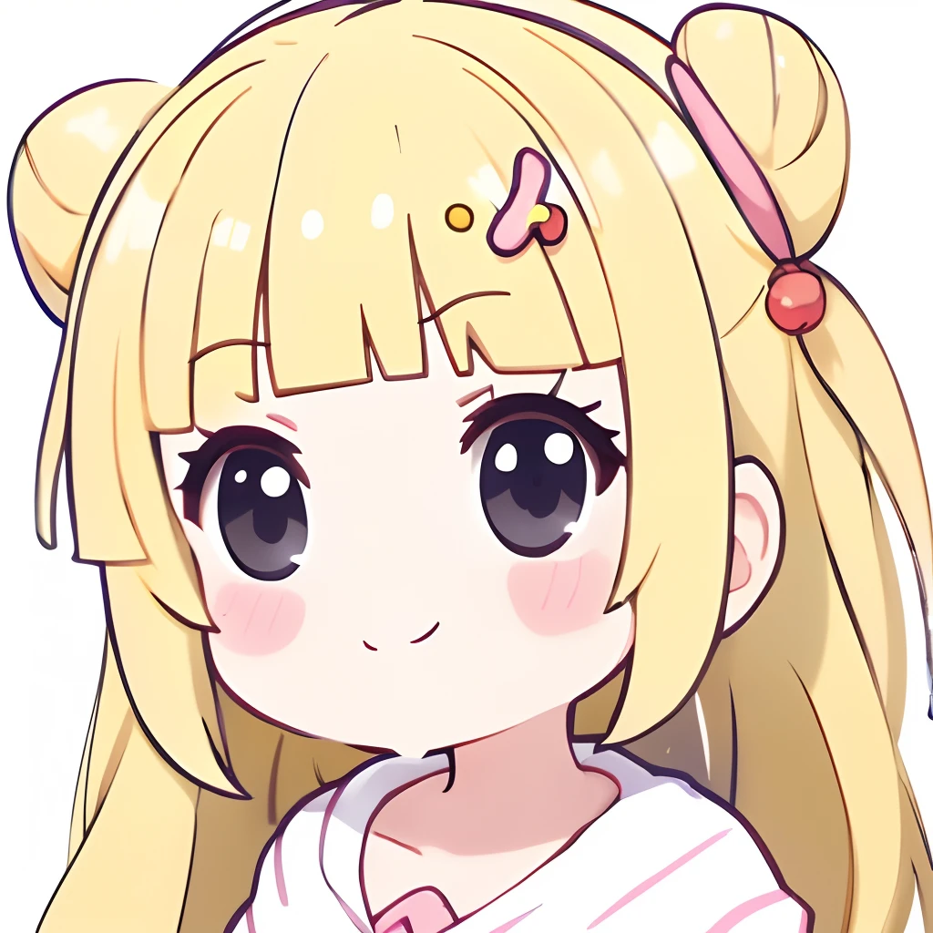 (masterpiece,best quality,ultra_detailed, highres, absurdres:1.2),Emoticon packages,hair_bobbles, hair_ornament, 1girl, solo, bangs, blunt_bangs, smile, simple_background