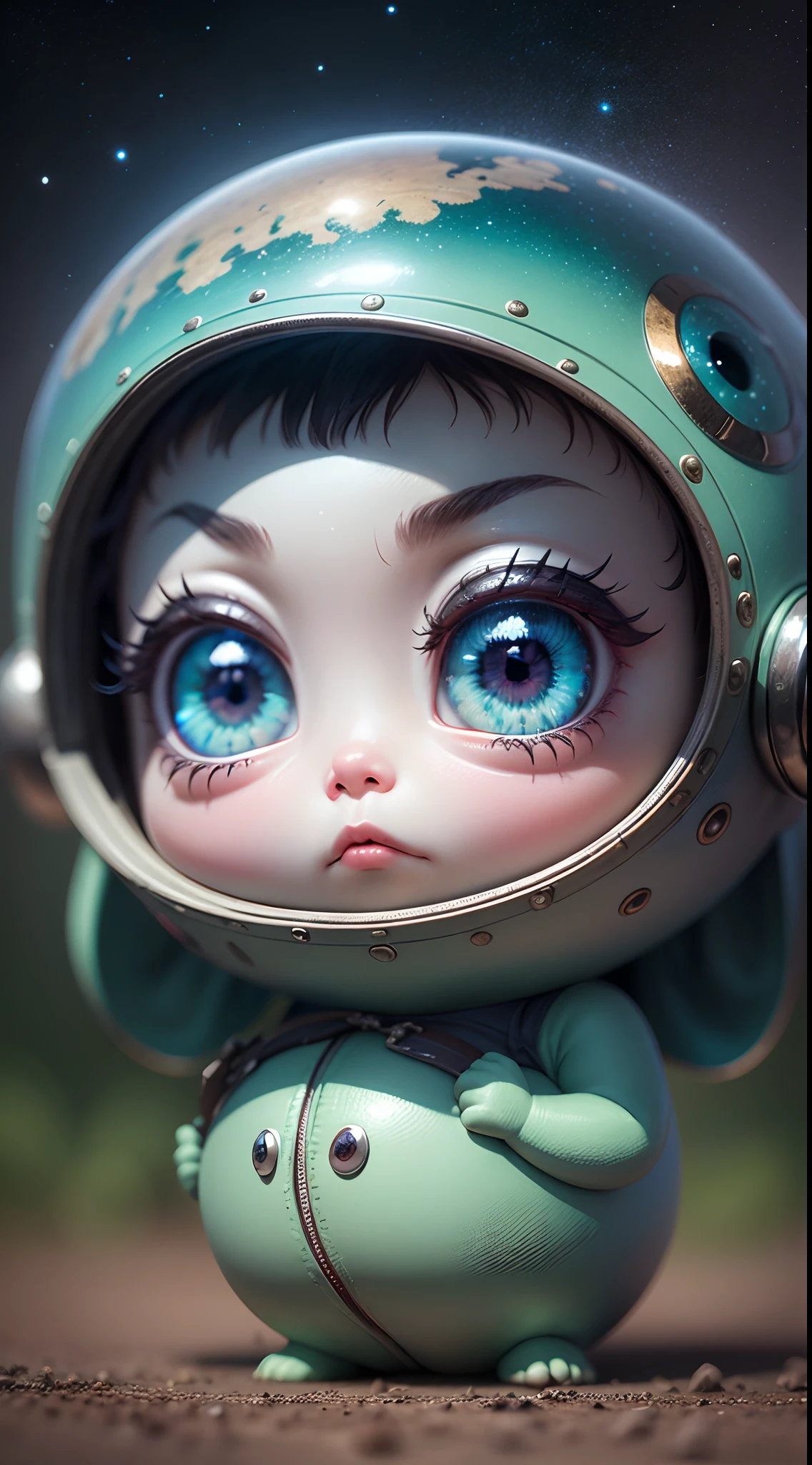 Pixar style, gloomy, negative, twisted, weird, big-eyed , colorful, ultra-detailed, highres, best quality, realistic, vivid colors), cute one eyed alien, 8 minions dancing in the air, running around, gather with friends, green blue and purple, sitting in a classic char, enjoying view, extraterrestrial being, photography , on terrain, nebulae sky, ((best shadow)), best quality