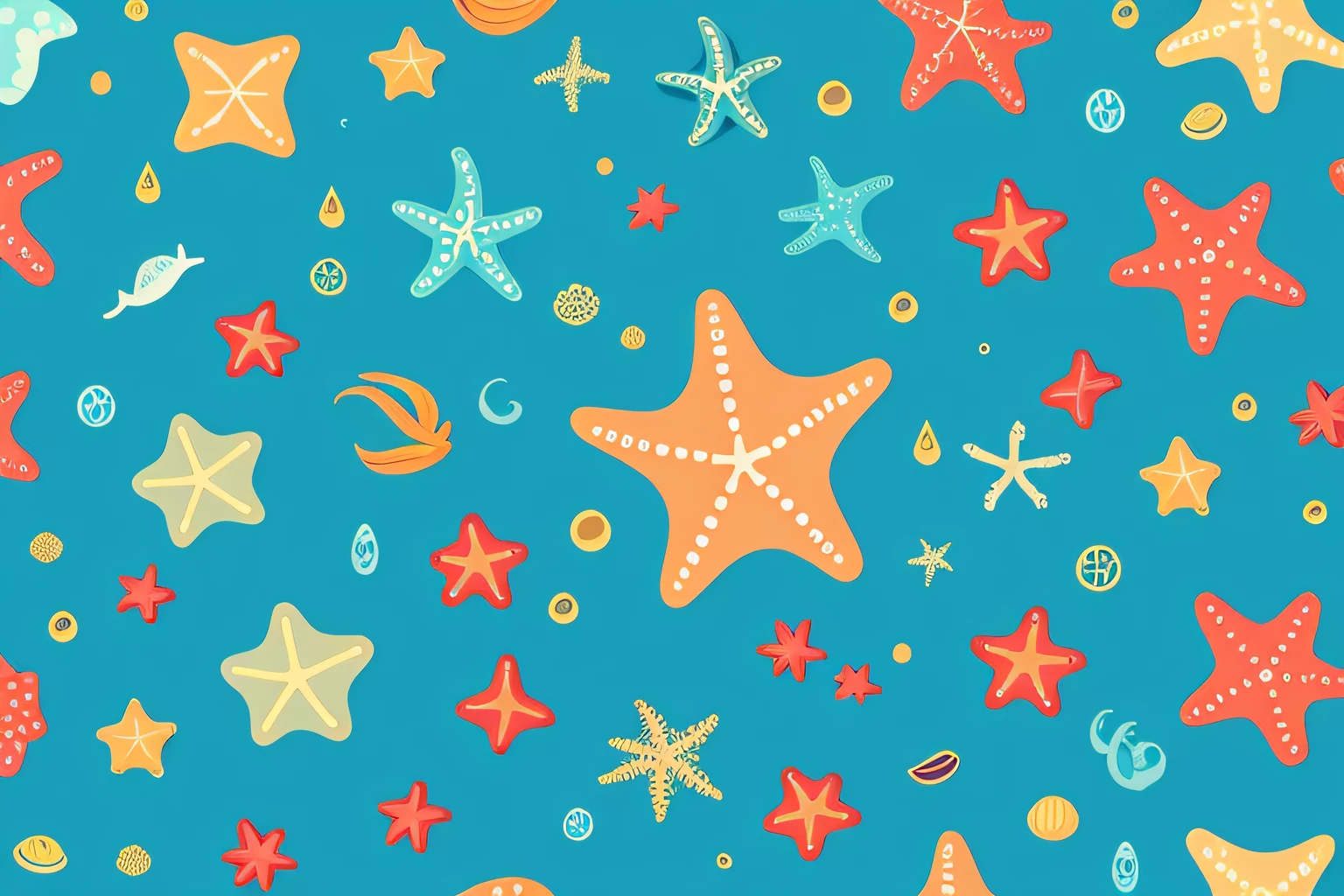 simple, vector, 4k, cheerful, flat background, illustration, under water, sea, kids background, colorful, reef, flat color, flat background, starfish