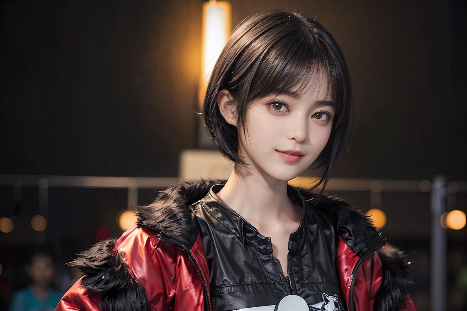 03
(Black Shorthair:1.3), (a 20 yo woman), (A hyper-realistic), (masutepiece), (8KUHD), Looking at the camera, Beautiful woman, A smile, (Tiger Design Clothing)