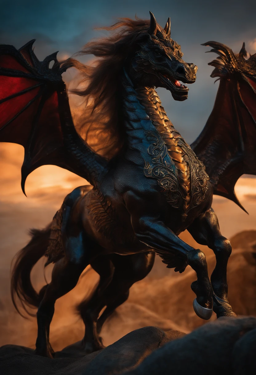 Pardon Mani riding a onyx dragon horse