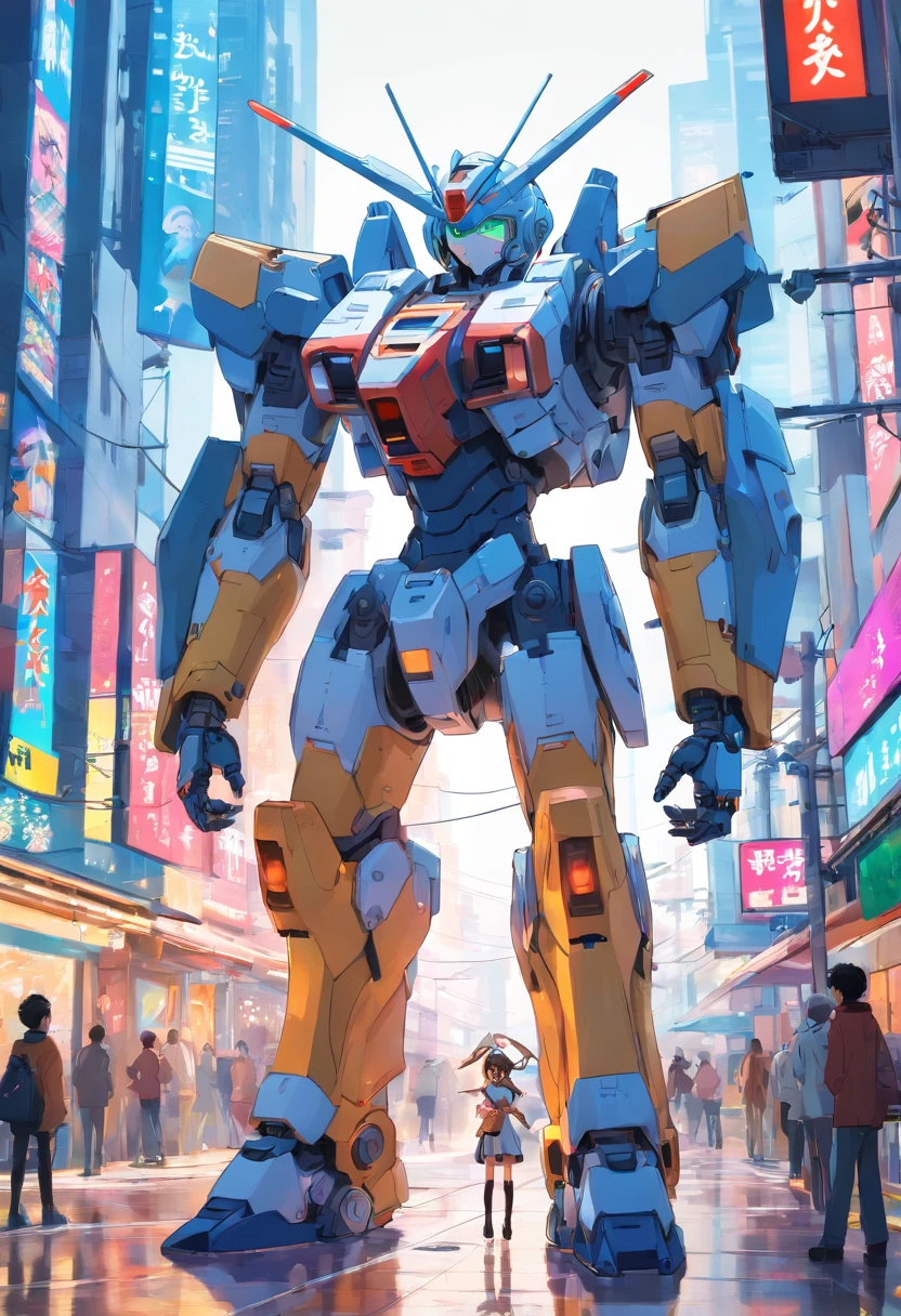 girl in mecha cyber armor,Behind stands a holidaymaker cyberpunk anime mecha girl, Female wick, Mechanized Valkyrie girl, high quality digital concept art, epic scifi character art, epic scifi character art, inspired by Marek Okon, arasaka mech, android heroine,Standing position of the winged ant part