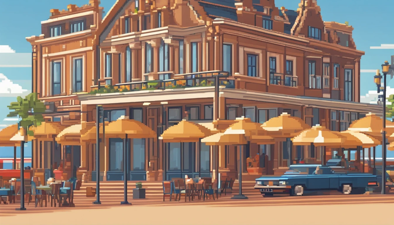 Pixel of Scheveningen beach, boulevard, The Hague, beautiful detailed pixel art, detailed pixel art, lo-fi retro videogame, concept pixelart, detailed pixel artwork, Pixel art style, pixel town, pixel art animation, high quality pixel art, super detailed color lowpoly art, #pixelart:3, # pixelart, #pixelart