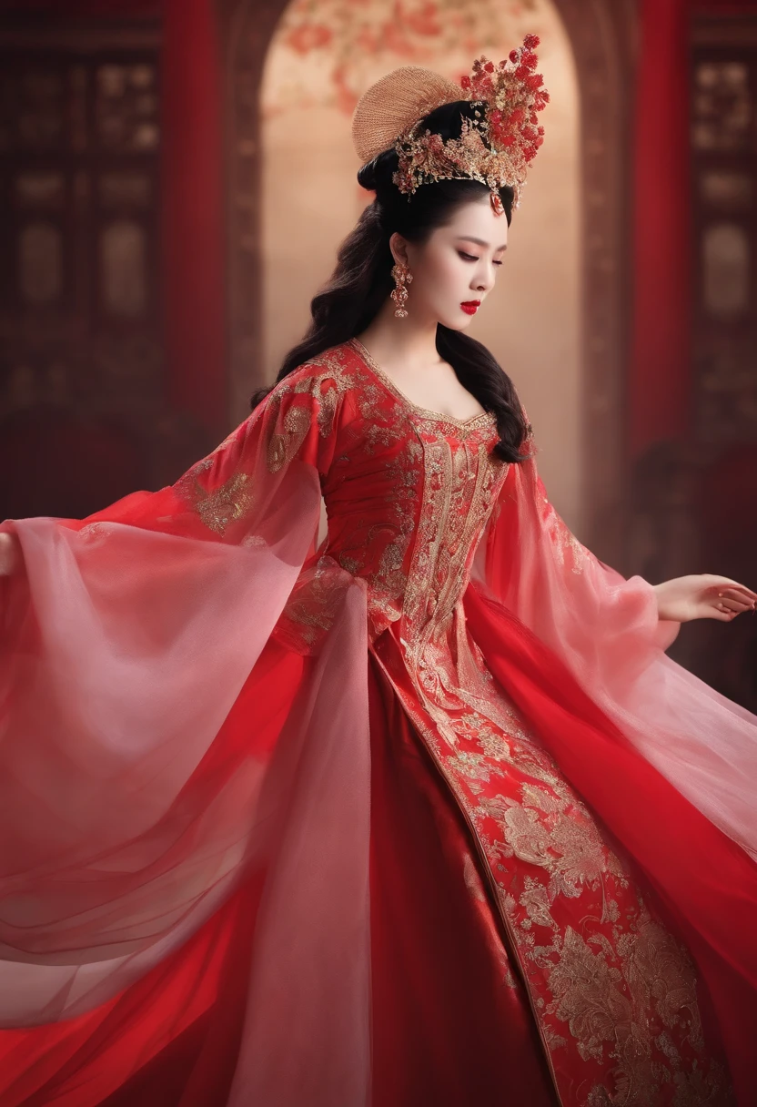 Images inspired by the art of opera,There is a female Hua Dan,Wear heroic gall,He was wearing a costume