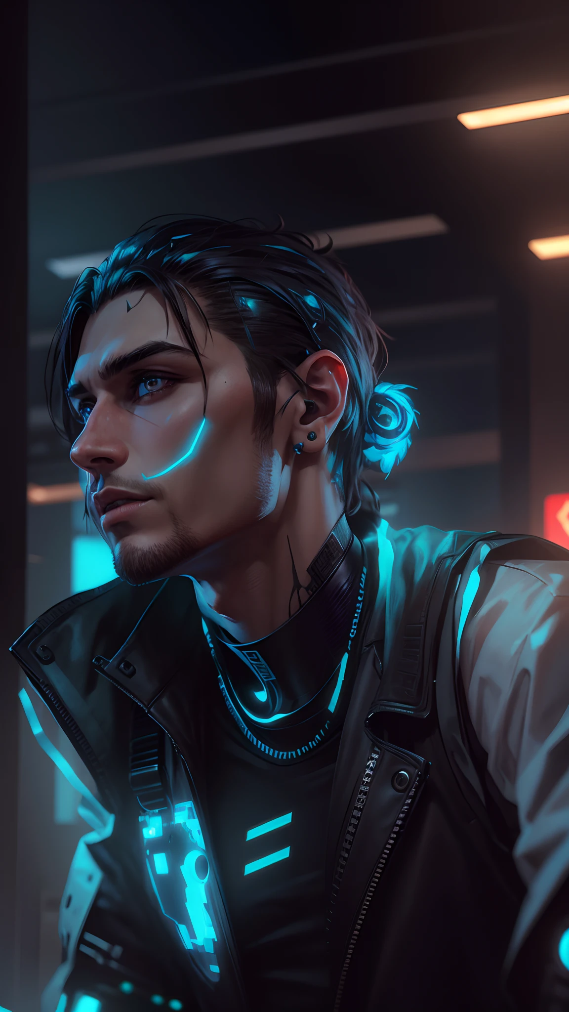 Background change cyberpunk handsome boy real stick face 8k ultra realstick