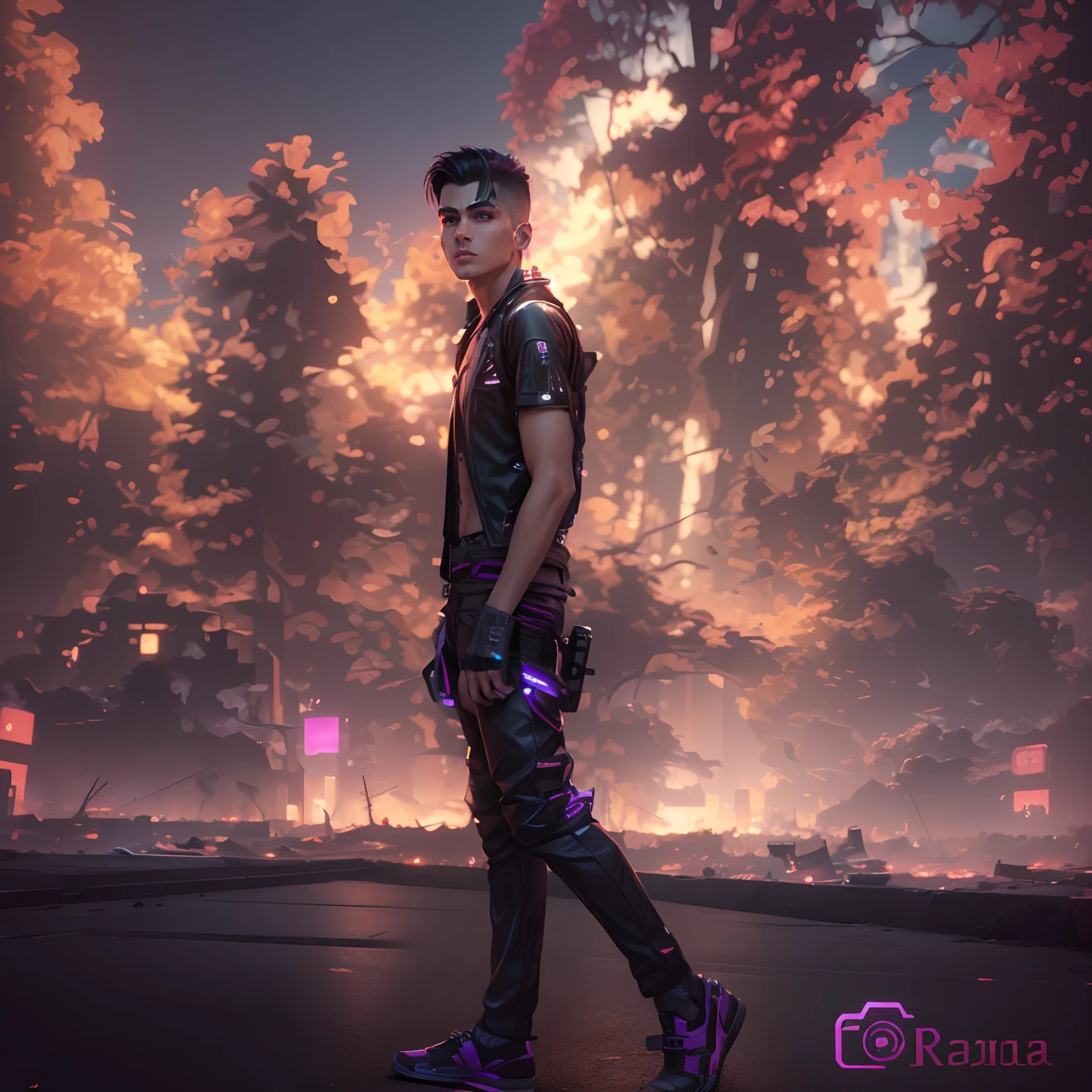 Change background cyberpunk handsome boy. realistic face. 8k. ultra realistic