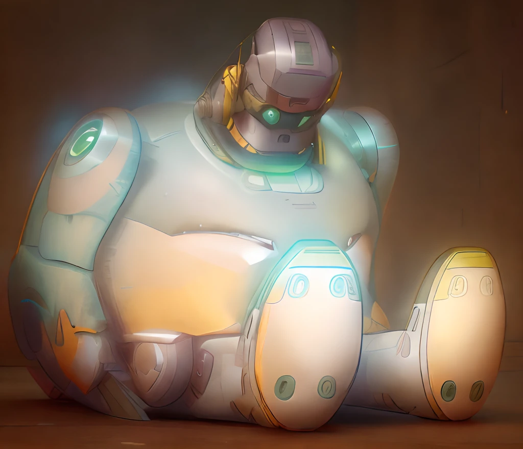 A drawing of an android with its head down sitting on the floor, old appearance, Robot-shaped mecha, lineart velha, Bender, Futurama, lineart preto espesso, contornos pesados, em estilo de baymax, inspirado em desenhos da Hanna-Barbera, anthropomorphic robot [ coisa ], sombreamento pesado, cell shaded adult animation, Blob anime, Wearing a green shirt and yellow boots with turbines on the soles of his feet