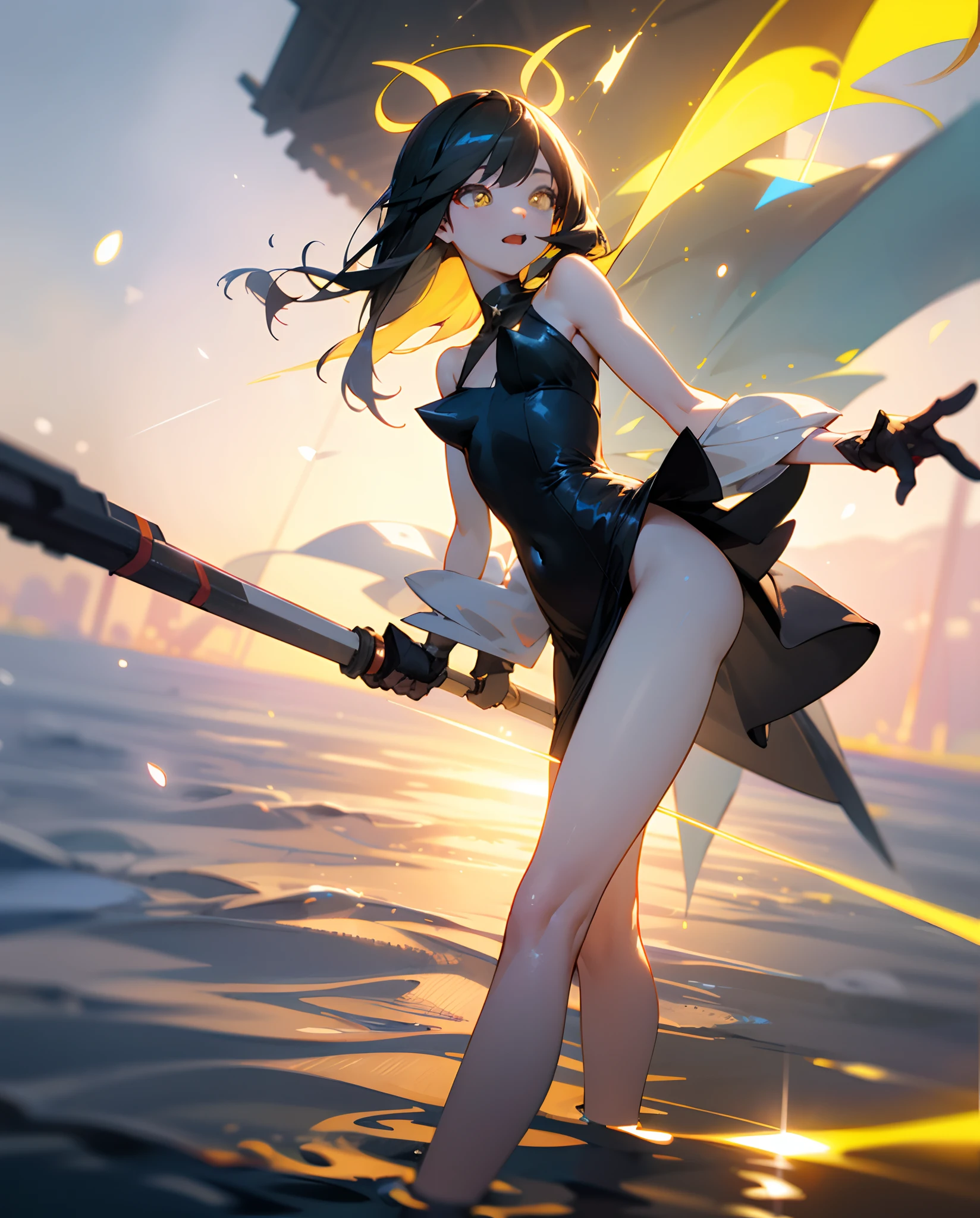 ((top-quality)), ((tmasterpiece)), ((hentail realism)), (detaileds), (Photorealsitic:1.5), Good-looking girl。(((Good-looking autumn water long eyes。,flowing long black hair。White skin of the。)))perfect bodies(((huge tit,Slim lower abdomen,Cocked buttocks,long leges)))。Strange expression。((((The temptation of laughter is charming。))))Black dress。,In a small pavilion by the lake at sunset。, Looking at the camera, dynamicposes, , hdr, Ray traching, NVIDIA RTX, Hyper-Resolution, Unreal 5, Sub-surface scattering, PBR Texture, post-proces, Anisotropy Filtering, depth of fields, Maximum clarity and sharpness, the rule of thirds、8K raw data、(Luminous Particle:1.4)、(extremaly detailed cg、Unity 8k Wallpapers、。.3D、lighting like a movie、lense flares)、Reflectors、
