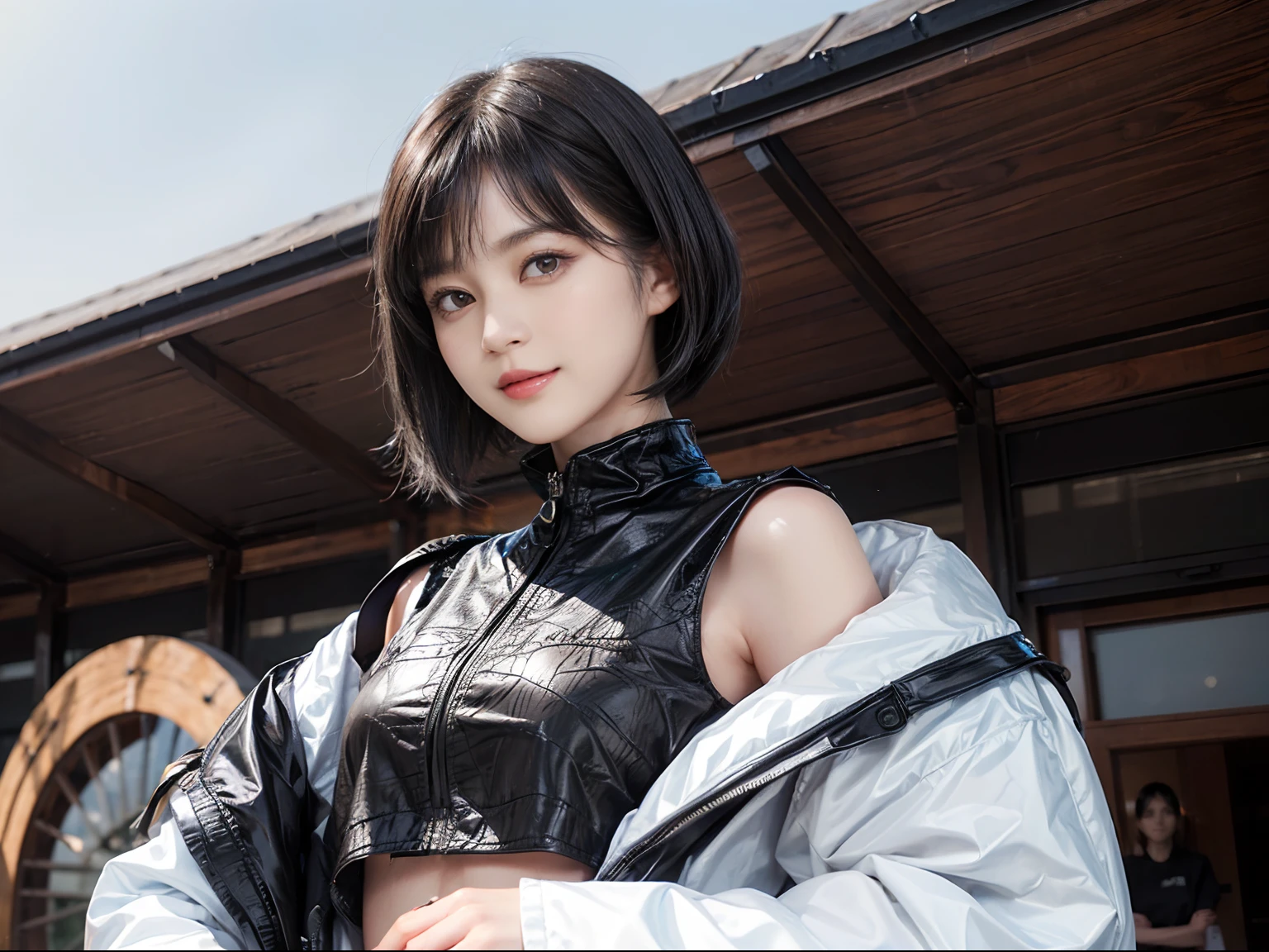 03
(Black Shorthair:1.3), (a 20 yo woman), (A hyper-realistic), (masutepiece), (8KUHD), Looking at the camera, Beautiful woman, A smile, (Tiger Design Clothing)