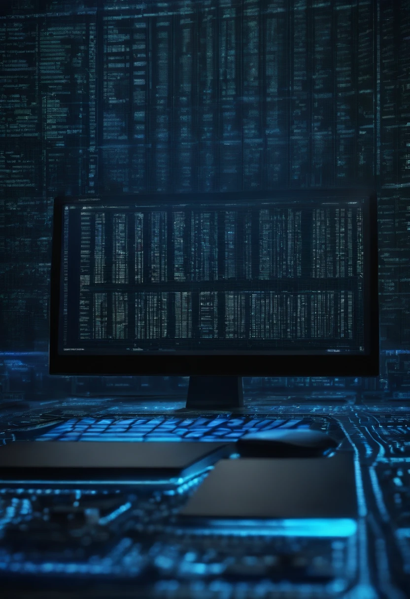 Computer programming source code., blue, shining