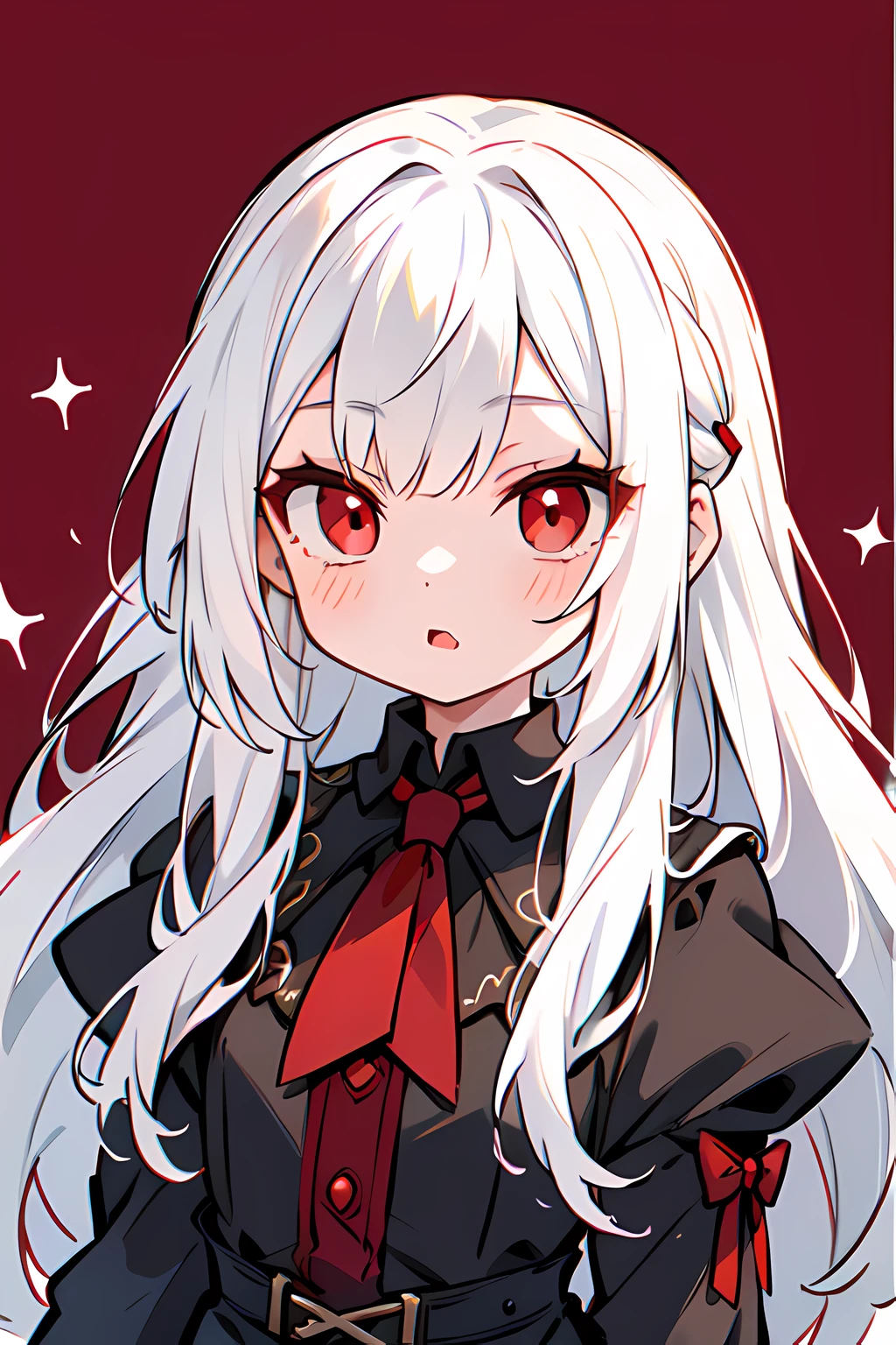 vampire ???, young, cute, young vampire little girl, white hair long hair, red eyes, aloof expression, portrait