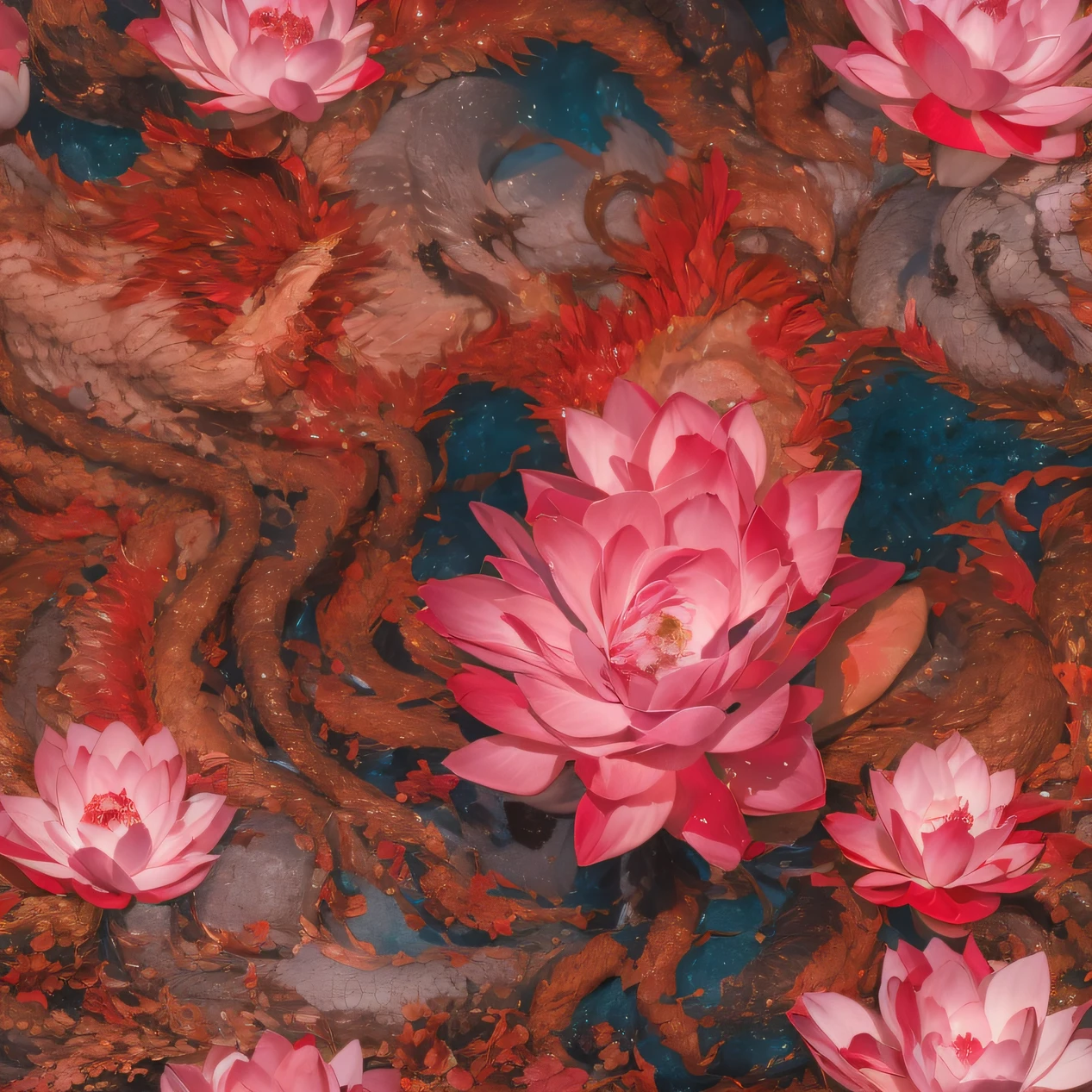 Full body 32K（tmasterpiece，k hd，hyper HD，32K）Large curls，（abstract ink splash：1.2）Flowing rouge，ponds，zydink， a color，  Asian people （faeries）， （Silk scarf）， Combat posture， looking at the ground， Large rolls of rouge， Flowing rouge curls，Red onyx emerald emerald headdress， Chinese long-sleeved black gold garment， （abstract ink splash：1.2）， Pink lotus background，Water lily flower protector（realisticlying：1.4），Rouge hair，Autumn is in full swing，The background is pure， A high resolution， the detail， RAW photogr， Sharp Re， Nikon D850 Film Stock Photo by Jefferies Lee 4 Kodak Portra 400 Camera F1.6 shots, Rich colors, ultra-realistic vivid textures, Dramatic lighting, Unreal Engine Art Station Trend, cinestir 800，Large curls，Flowing rouge