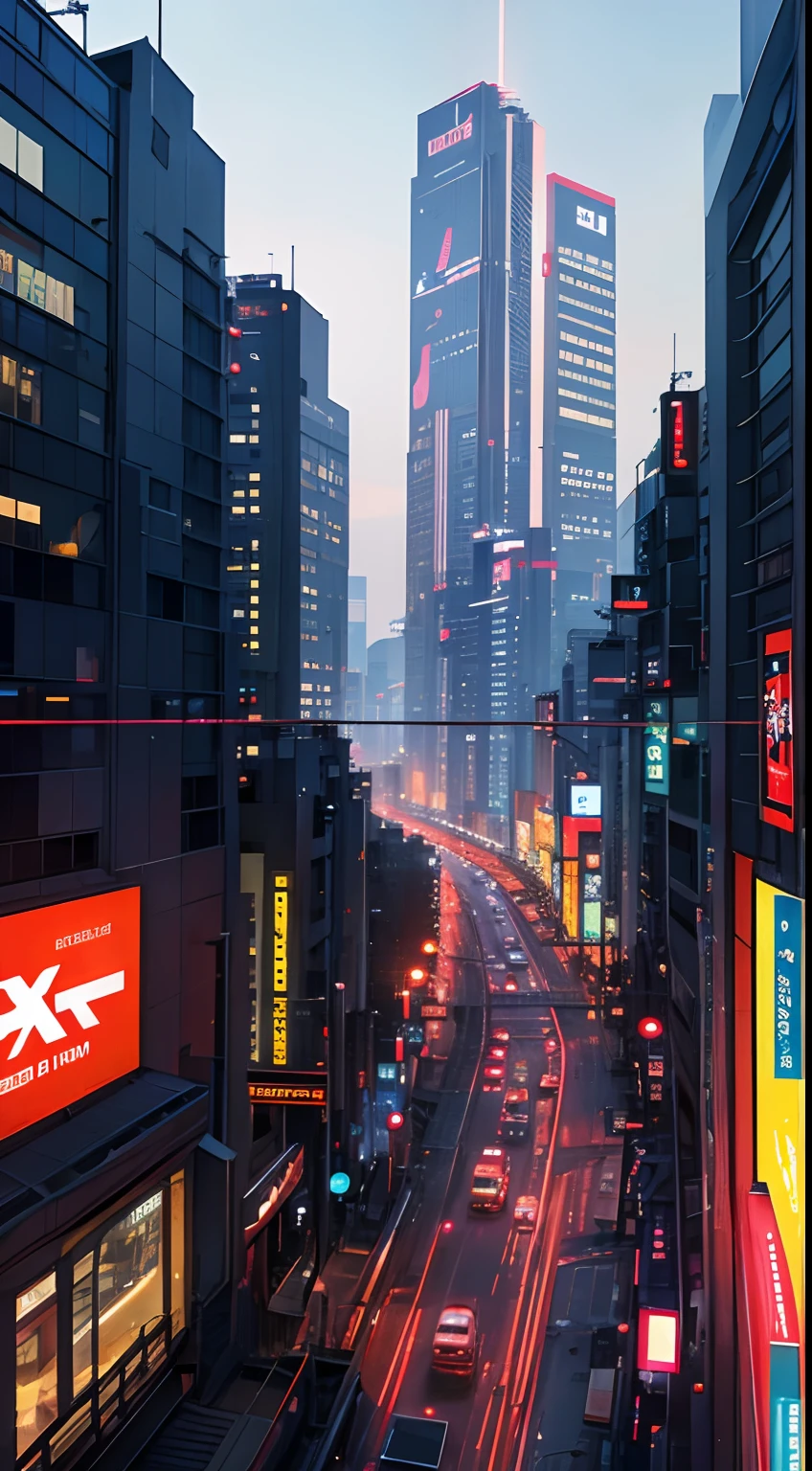 Best Quality, 8k, 32k, Masterpiece, UHD:1.5, cyberpunk Tokyo, ultra detailed looking up, City center