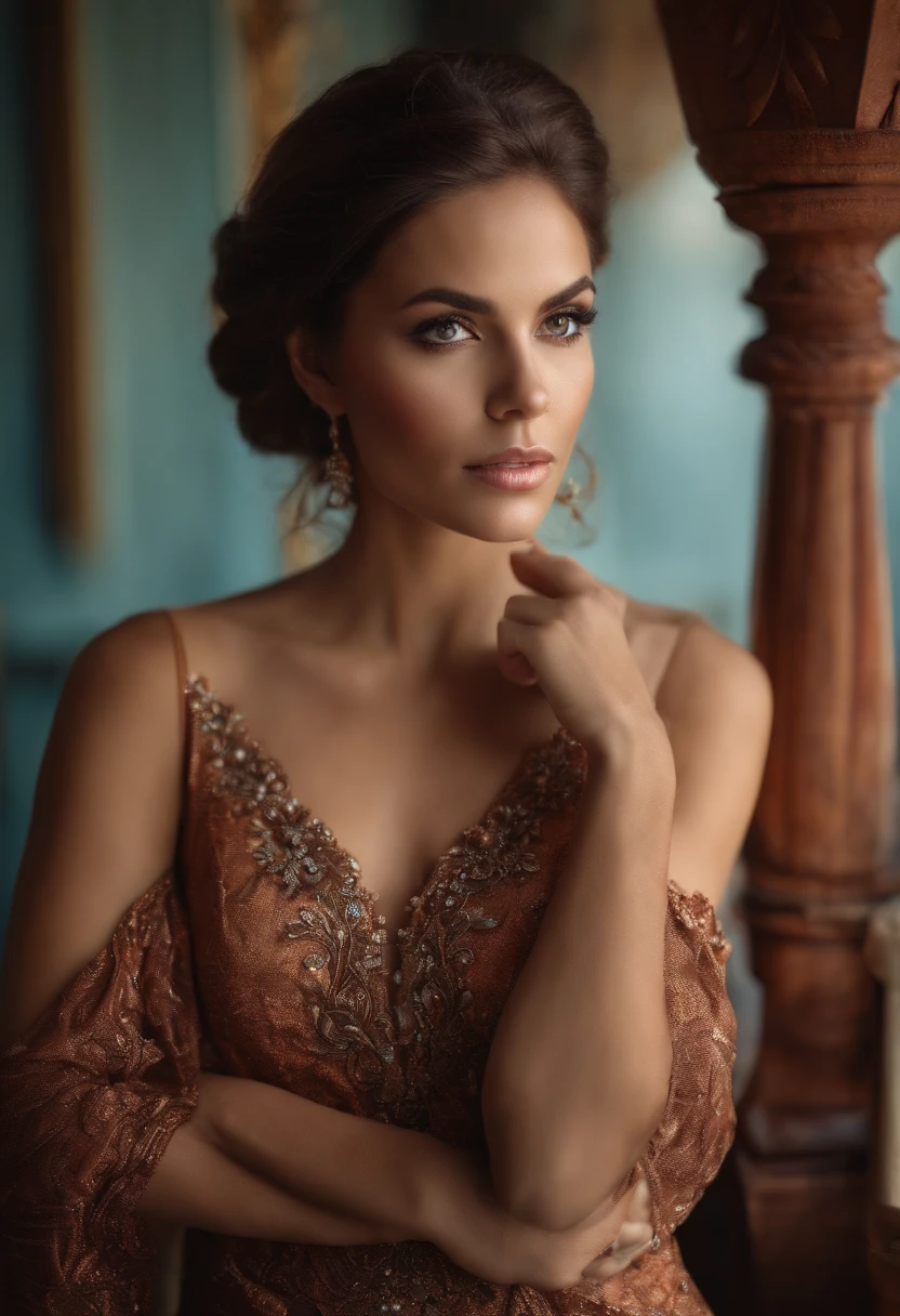 latin, brown hair, portrait