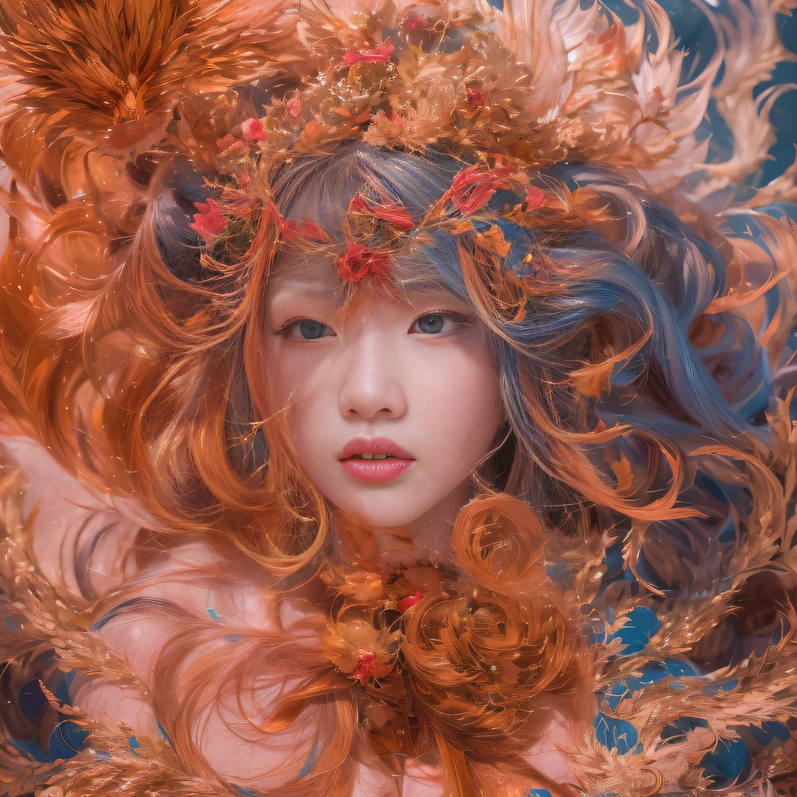 Full body 32K(tmasterpiece,k hd,hyper HD,32K)Large curls,(abstract ink splash:1.2)Flowing rouge,ponds,zydink, a color, Asian people (faeries), (Silk scarf), Combat posture, looking at the ground, Large rolls of rouge, Flowing rouge curls,Red onyx emerald emerald headdress, Chinese long-sleeved black gold garment, (abstract ink splash:1.2), Pink lotus background,Water lily flower protector(realisticlying:1.4),Rouge hair,Autumn is in full swing,The background is pure, A high resolution, the detail, RAW photogr, Sharp Re, Nikon D850 Film Stock Photo by Jefferies Lee 4 Kodak Portra 400 Camera F1.6 shots, Rich colors, ultra-realistic vivid textures, Dramatic lighting, Unreal Engine Art Station Trend, cinestir 800,Large curls,Flowing rouge