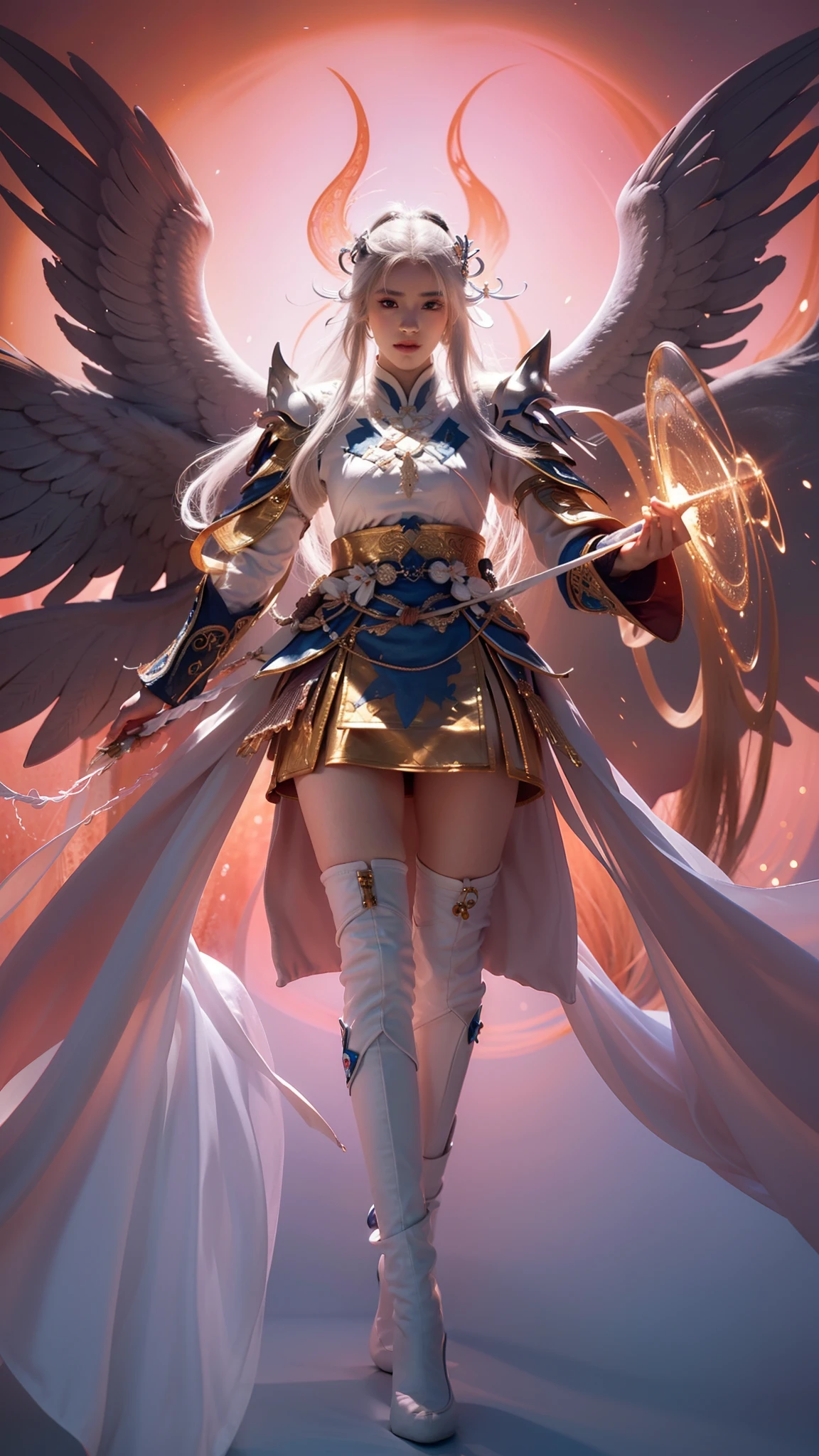 a close up of a woman in a white dress with a long white hair, beautiful celestial mage, full portrait of elementalist, full body xianxia, heise jinyao, onmyoji detailed art, g liulian art style, extremely detailed artgerm, by Yang J, white haired deity, astral ethereal, holy fire spell art, highly detailed, (high detailed skin:1.3), (photorealistic:1.3), ultra-detailed, (high detailed skin:1.2), expressionless, 8k uhd, dslr, soft lighting, high quality, film grain, Fujifilm XT3, best quality, beautiful lighting