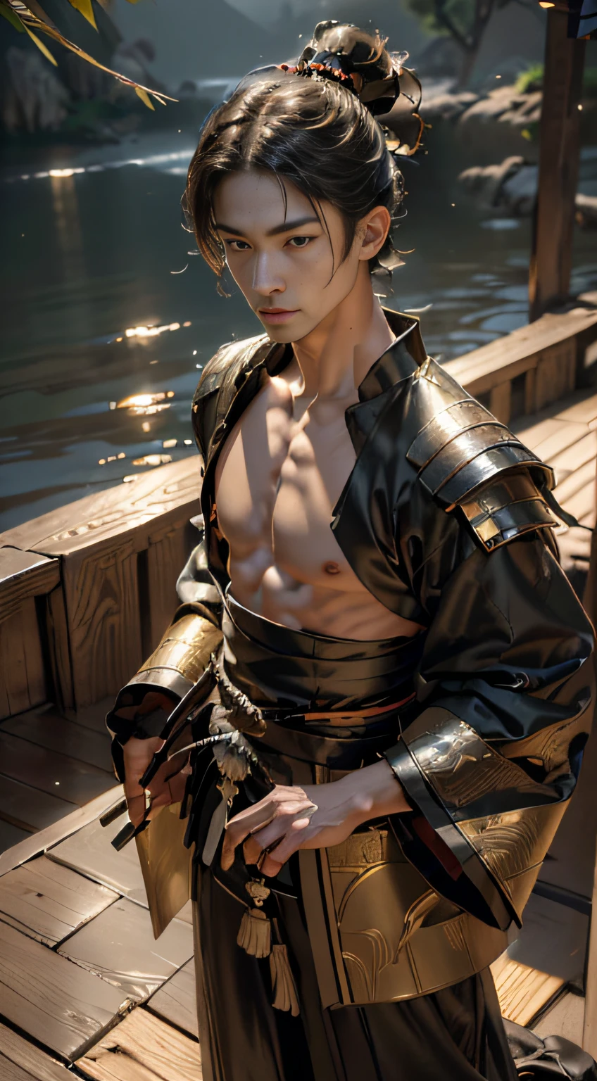 (((32k,high detal,high-detail、masterpiece,Attention to detail,full body Esbian,独奏,1man))),Raw photo & realistic atmosphere,beautiful dark blue eyes,Detailed mouth,Detailed eyebrows,Shine in every detail,Eyes drawn in detail、Very beautiful eyes with azure eyes,Detailed lips、Infinite reality, ,Brave samurai of the Sengoku period, Smooth slender17--old utiful boy,Samurai of the Sengoku period of Japan,the whole body is wet,dripped out,with a flushed face,Tremendously beautiful17-year-olngoku samurai beauty boy,(youthfulness,Sharp eyes,Serious beautiful look,Armor samurai of the Sengoku period,Sengoku armor,Armor of the Warring States Period,Black shiny hair,Chonmage,showing your whole body,Detailed crisp armor,Beautiful luxurious Sengoku armor,Armoured pockets,torso,small hand,Sandals,Shoulder to shoulder,Sengoku Warlord,Sengoku Daimyo,A beautiful boy strongly influenced by Mori Ranmaru,Images in which the whole body looks like a girl,Girlish face:1.8)