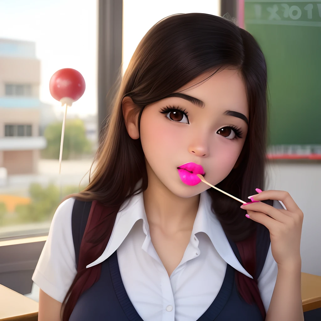 Sexy latina schoolgirl who suck a lolipop in front