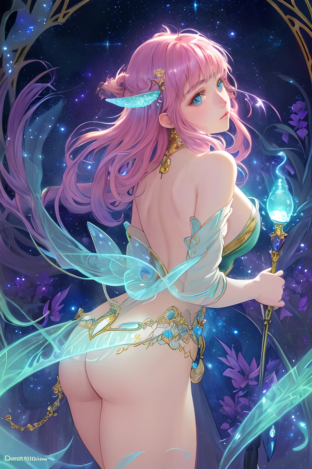 (high-detail:1.2)、(top-quality:1.2)、(8K:1.2)、foco nítido、(Sub-surface scattering:1.1)、award - winning photo
(glowing bioluminescent forest:1.2)、adorable chibi fairy、Clear blue eyes、Moles under the eyes、Plump and glossy lips、Pink hair color、Keernan Shipka Mackenzie Foy、barbara palvin、Rainbow Fairy Wings
(highly detailed back ground:1.2)、(magical fantasy:1.0)、(knollingcase:1.1)、(dreamlikeart:1.1)、Dramatic Lighting、Greg Lutkowski Alphonse Mucha Ropp