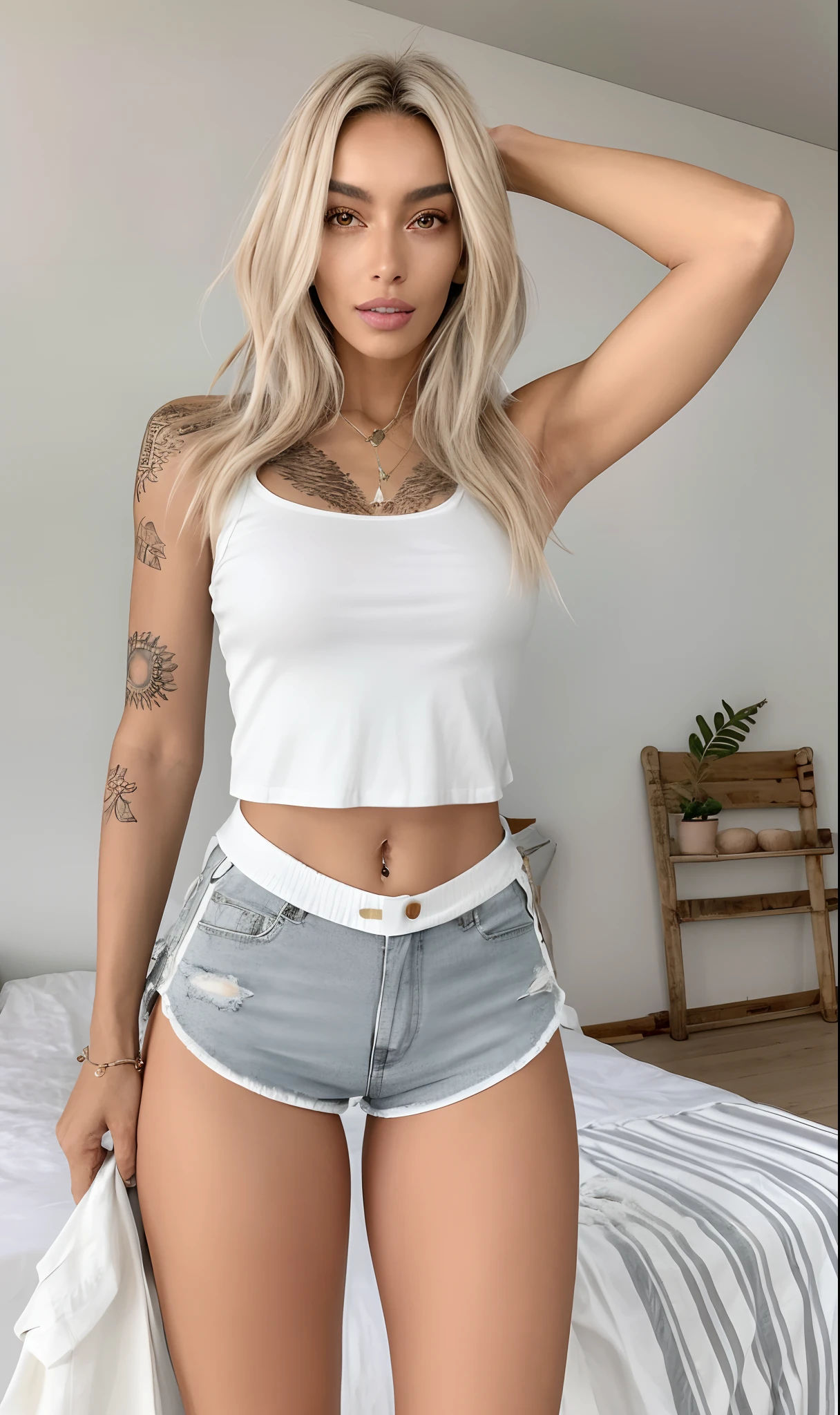 mulher linda, Supermodelo brasileira, brasileiro, na copa do mundo, fernanda suarez, Caroline Gariba, Ana de Armas, colombiano, Malika Favre, linda senhora, julia sarda, 🇺🇦, Parece Fabiula Nascimento, Dua Lipa, Mulher mexicana bonita e loira na regata branca e shorts cinza posando na cama, bra and shorts streetwear, usando um top cropped sexy, roupa apertada, de bermuda, olhar sexy, branco e cinza, croptop e shorts, usando roupas simples e apertadas, vestido com um top e shorts, booty shorts, usando shorts, roupa sexy, midriff exposto, Encaixe figura delicada