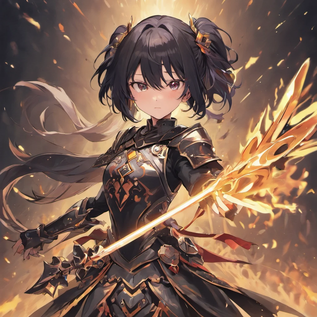 Rudeus Greyrat, Pure Black Armor, Wielding Jeweled Broadsword,