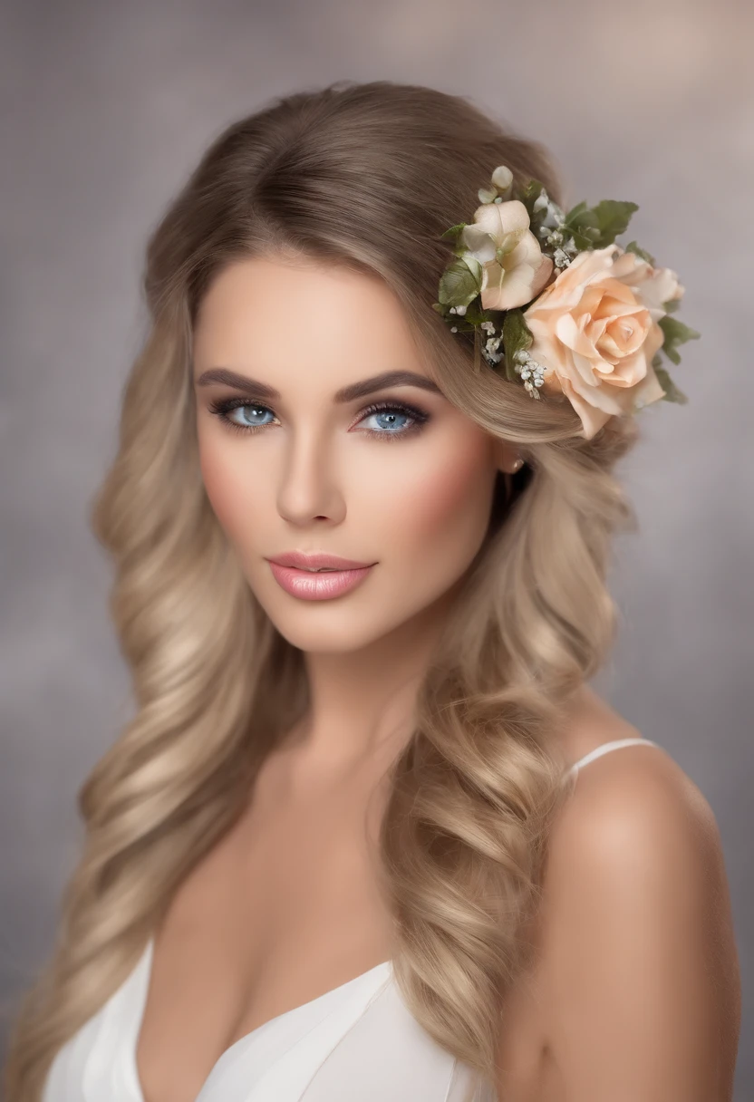 fotorrealista, Lip gloss, Pintura, Realistic, best quality, Ultra high resolution, profundidade, cor pastel, sombreamento natural, foco no rosto, face only, Olhando para o Viewer, cabelos longos, hair accessory, cabelos pretos, olhos castanhos e bem detalhados, vestir