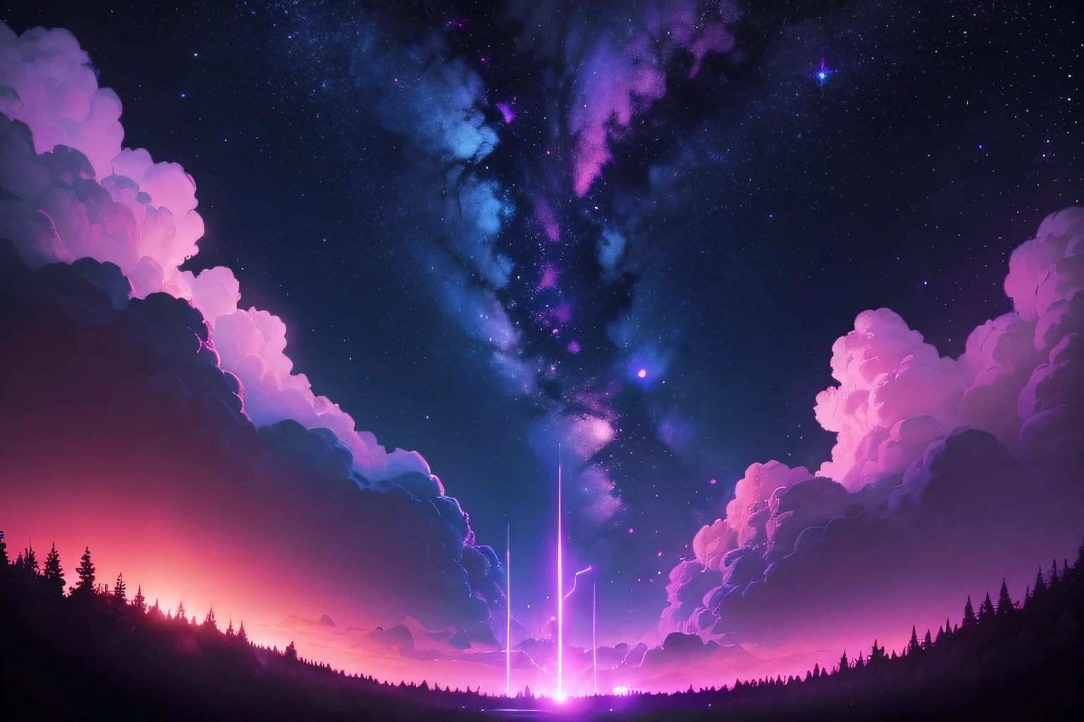 Synthwave Dunkler Sternenhimmel