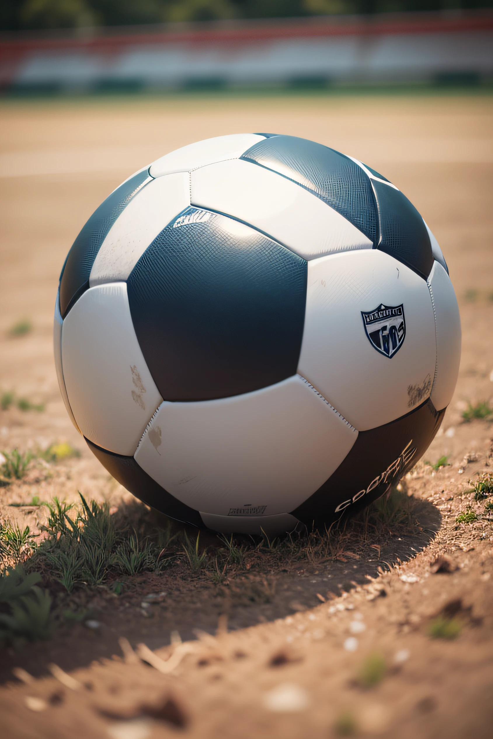 create a professional photograph of a soccer ball on the ground