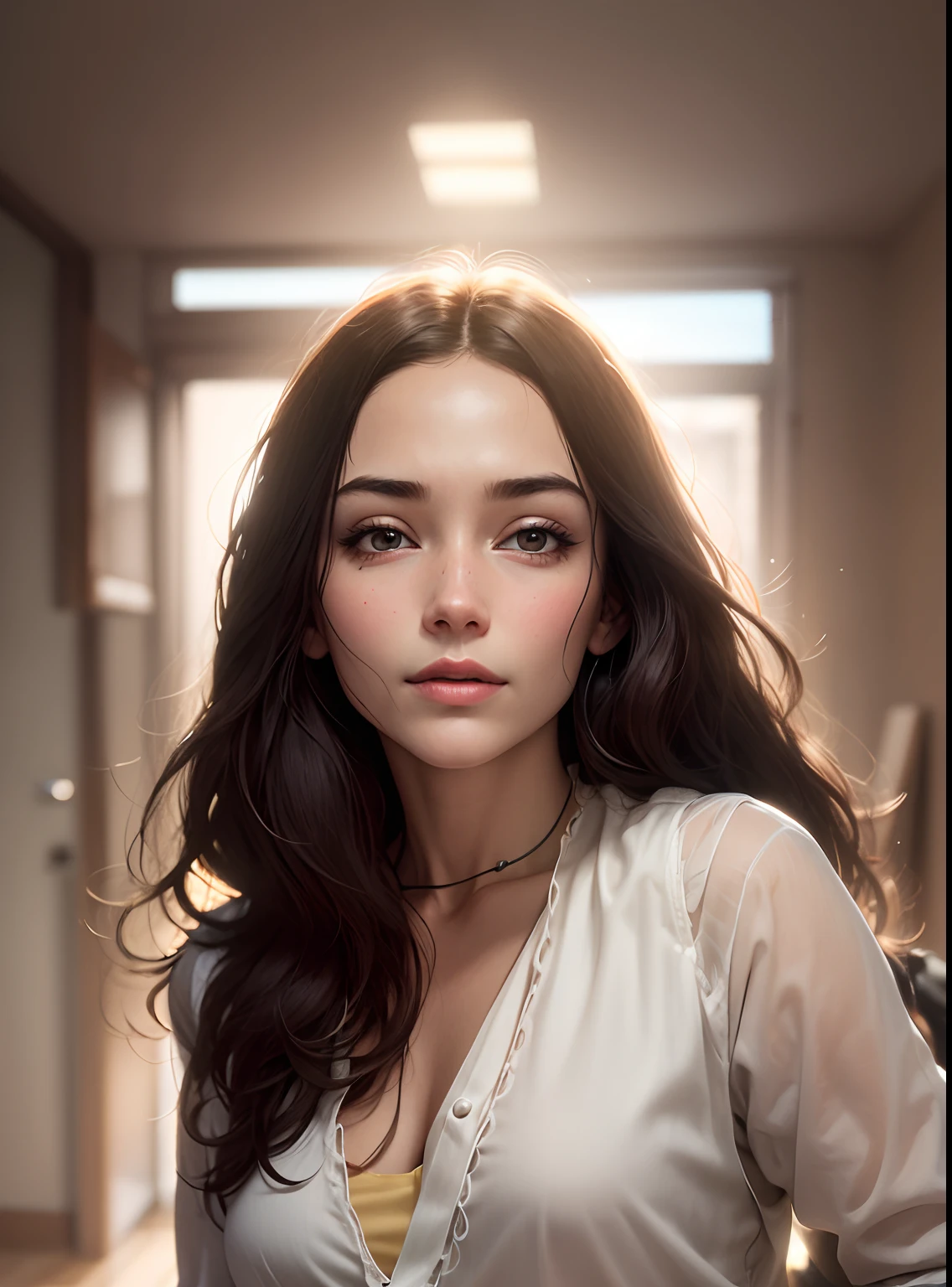 Olga Kurylenko, wearing nude lollypop costume, against the background of the doll shop, character portrait, 3 9 9 0 s, long hair, intricate, elegant, highly detailed, digital painting, artstation, concept art, smooth, sharp focus, illustration, art by wlop, charlie bowater and alexandra fomina, 36k