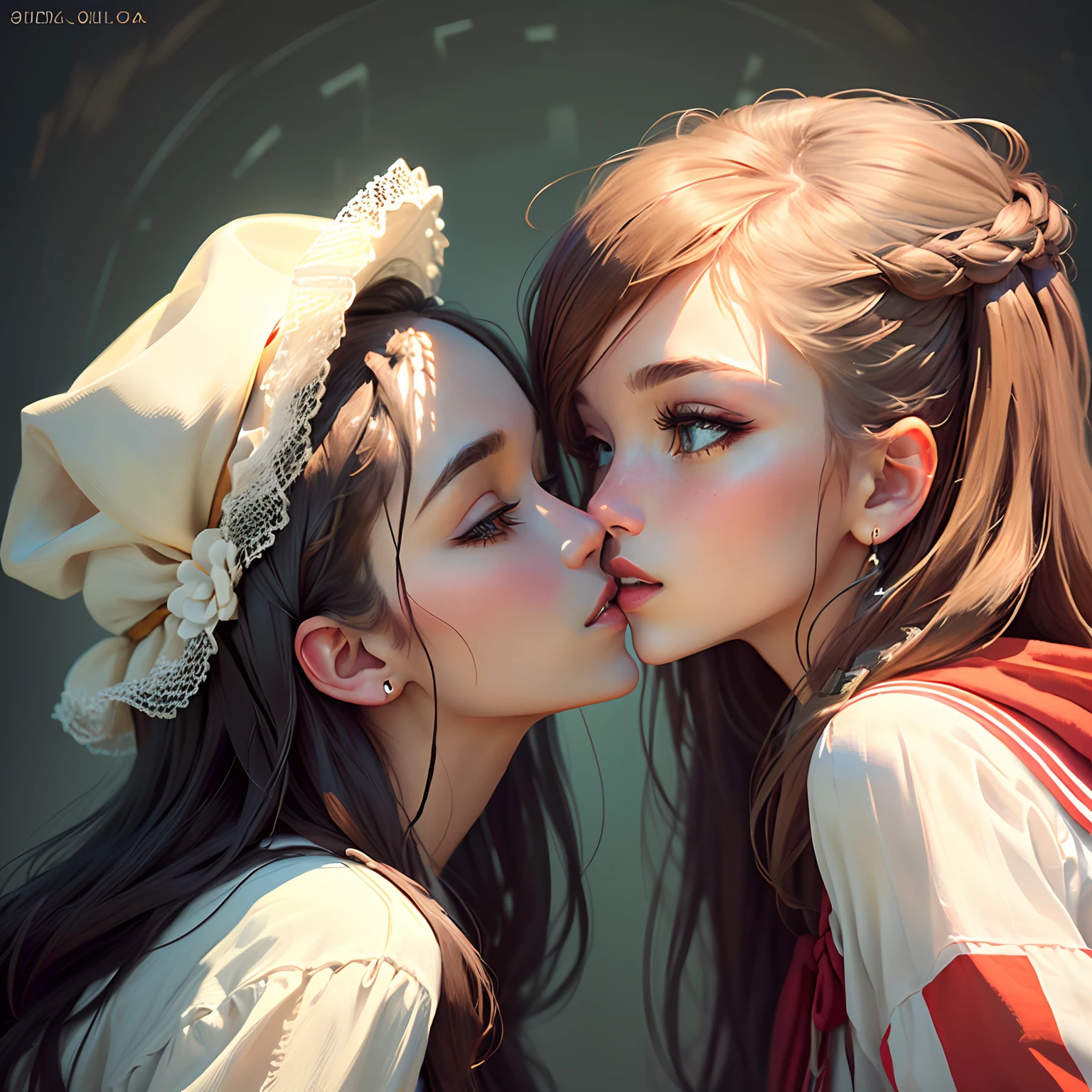 Pixel girls kissing
