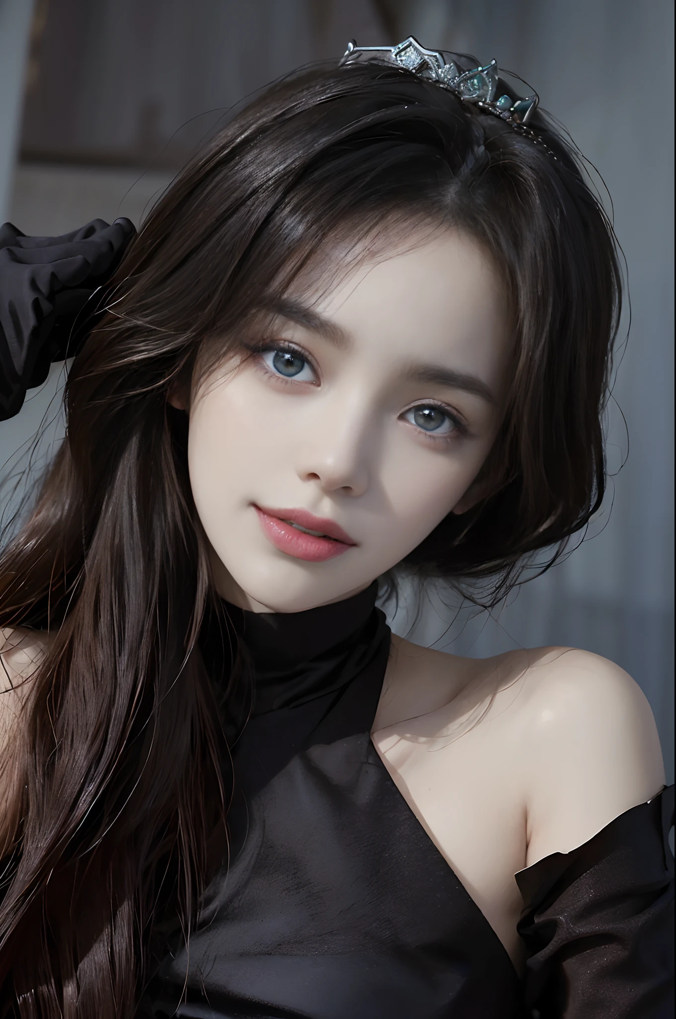 ((4K works))、masterpiece、(top-quality)、1 Beautiful Villains Girl、Slim body、tall、((Villain Black Dress Fashion))、(Detailed beautiful eyes)、Shot at White Castle, Where the villain queen lives、((Face similar to Carly Rae Jepsen))、((Long boyish red hair))、((Smaller face))、((Neutral face))、((Bright blue eyes))、((American adult women))、((Adult female 26 years old))、((cool lady))、((Like a celebrity))、((Like the villain queen))、((Smiling expression))、((Korean Makeup))、((elongated and sharp eyes))、((boyish))、((Villain Queen))、((Photograph her from afar))、((Shot diagonally from the side))、Professional Photos、Princess Photos