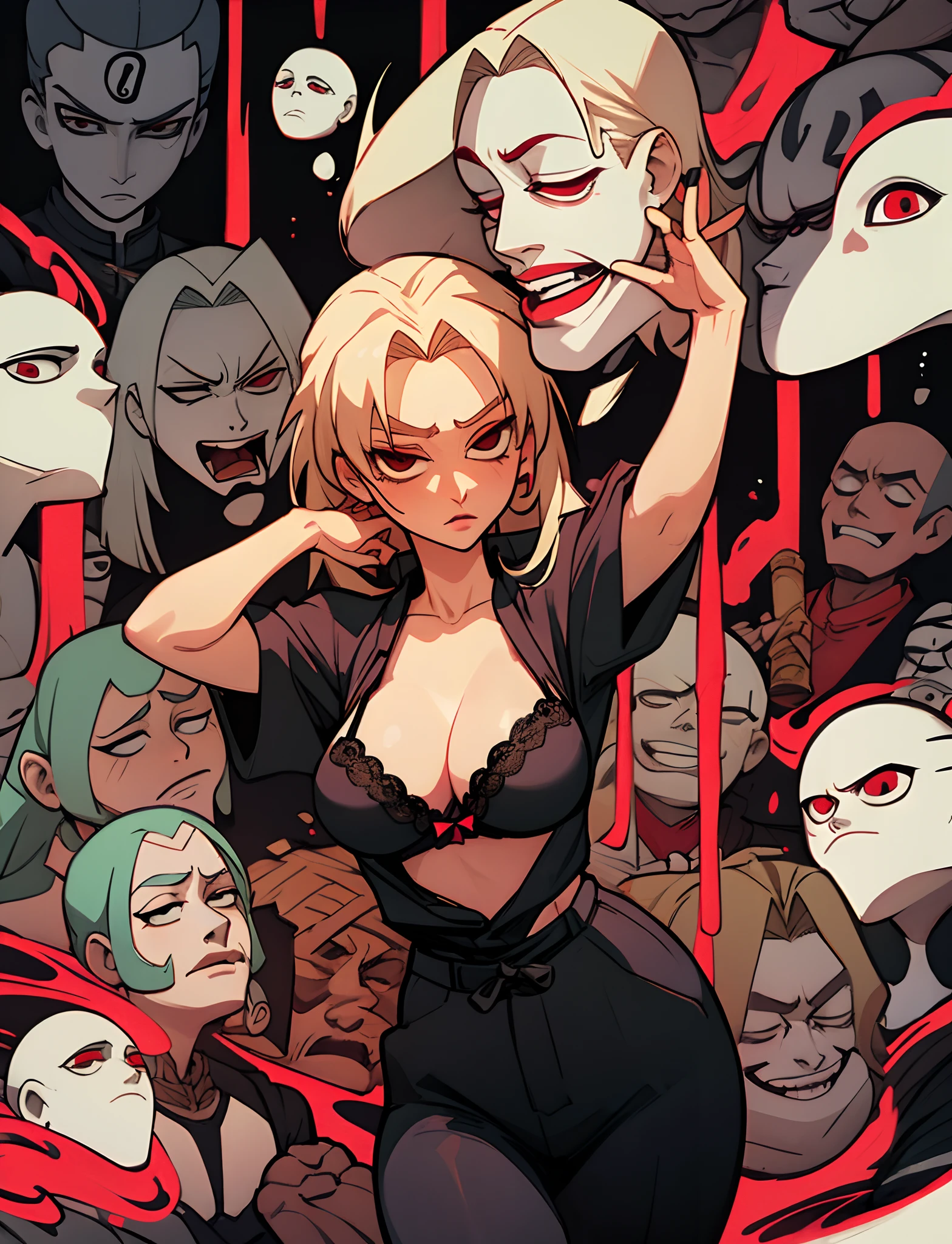 Tsunade in lingerie, large head breasts